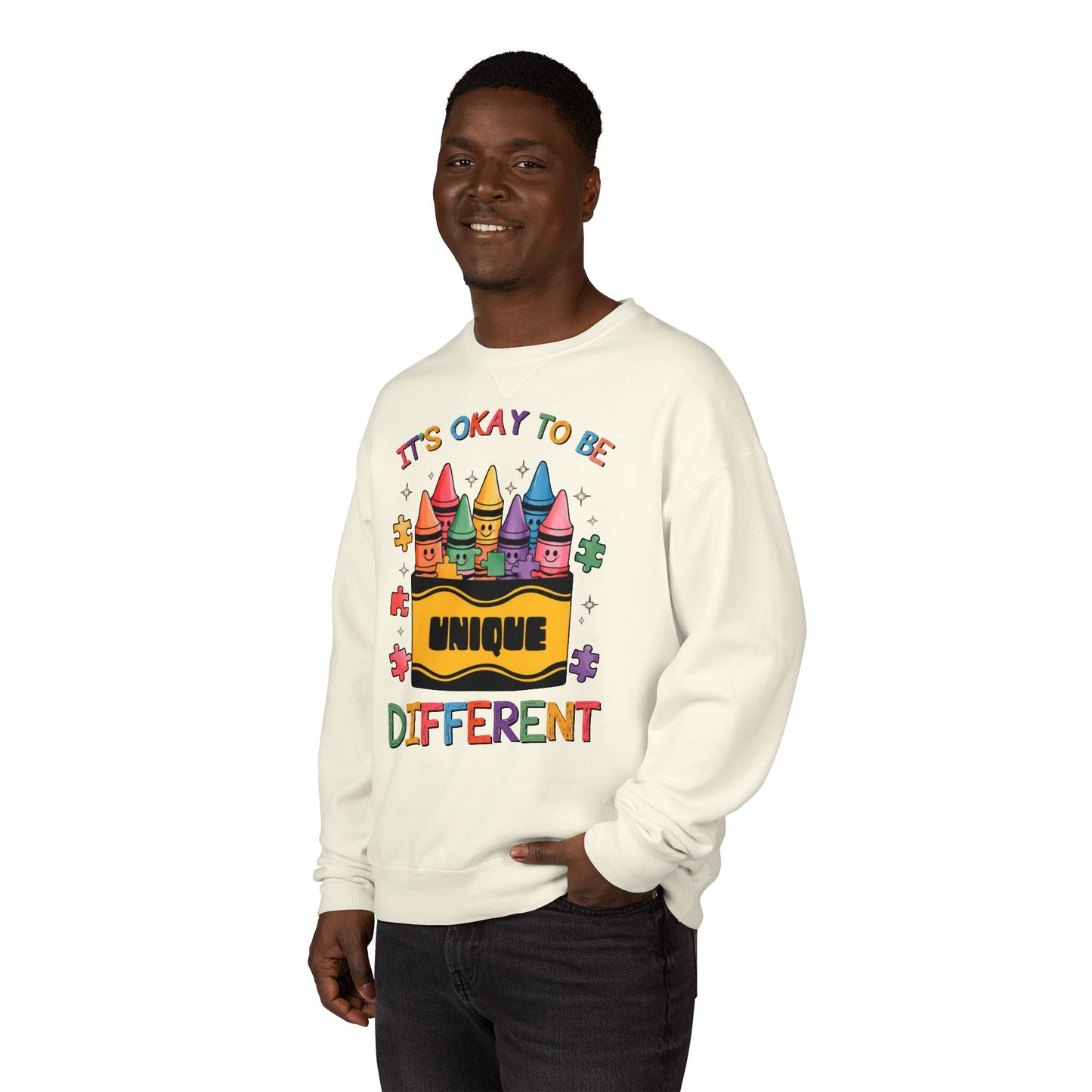 Autism Awareness & Pride Collection Unique & Different Crewneck Sweatshirt - Unisex ComfortWash®
