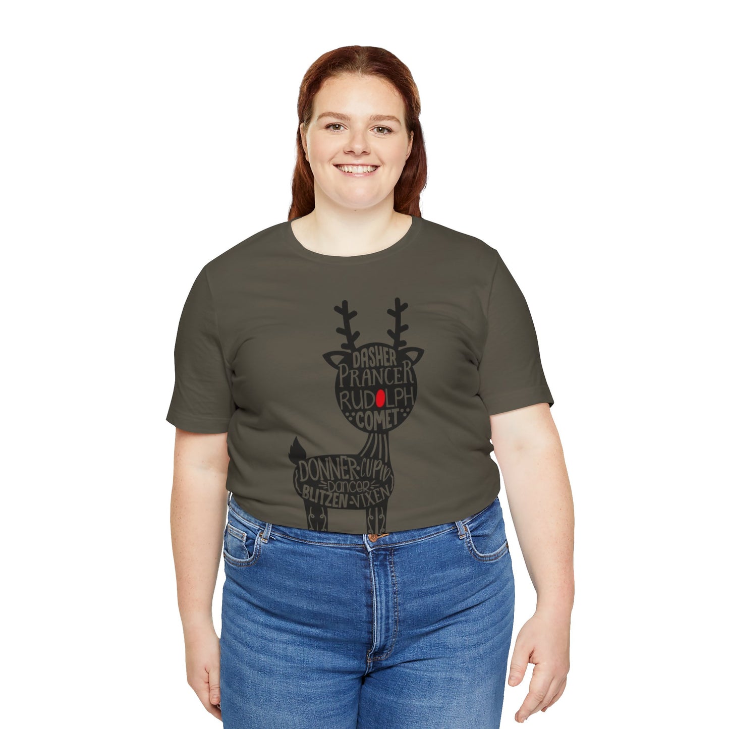 Christmas Reindeer Graphic Tee - Unisex Jersey Short Sleeve Shirt