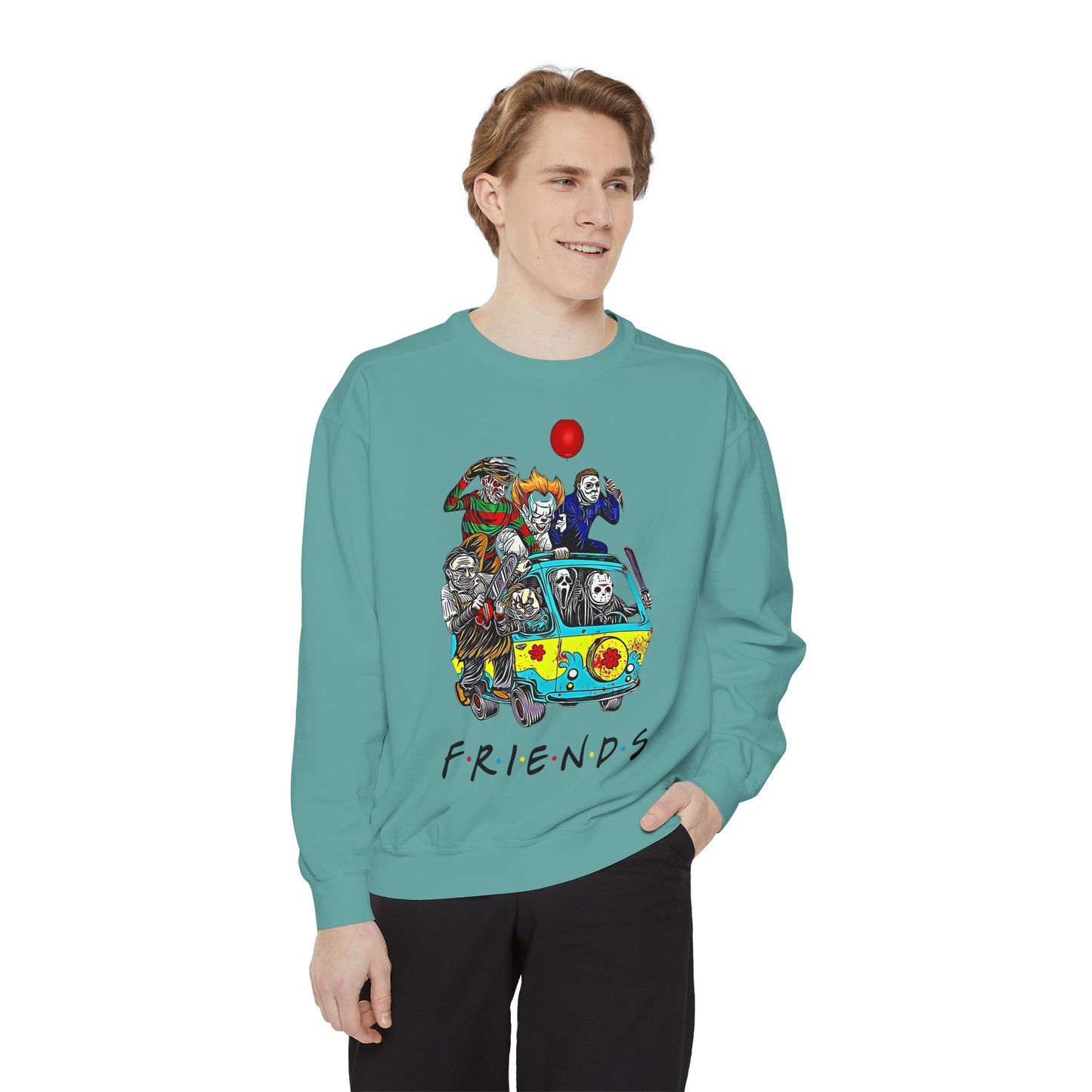 Friends-Inspired Unisex Garment-Dyed Sweatshirt, Cozy Casual Wear, Unique Graphic Sweatshirt, Perfect Gift, Everyday Style