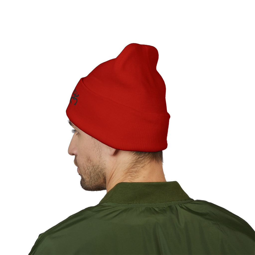 Embroidered 'Holi' Symbol Knit Hat Puerto Rico Beanie Hat – Boricua Pride Cuffed Winter Hat