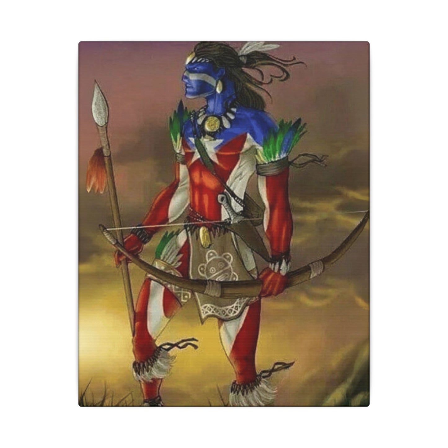 Borikén Rooted in Culture, Radiating Power Tribal Puerto Rico Warrior Canvas Art, Taino Wall Decor, Boho, Unique Gift for Collectors, Cultural Prints