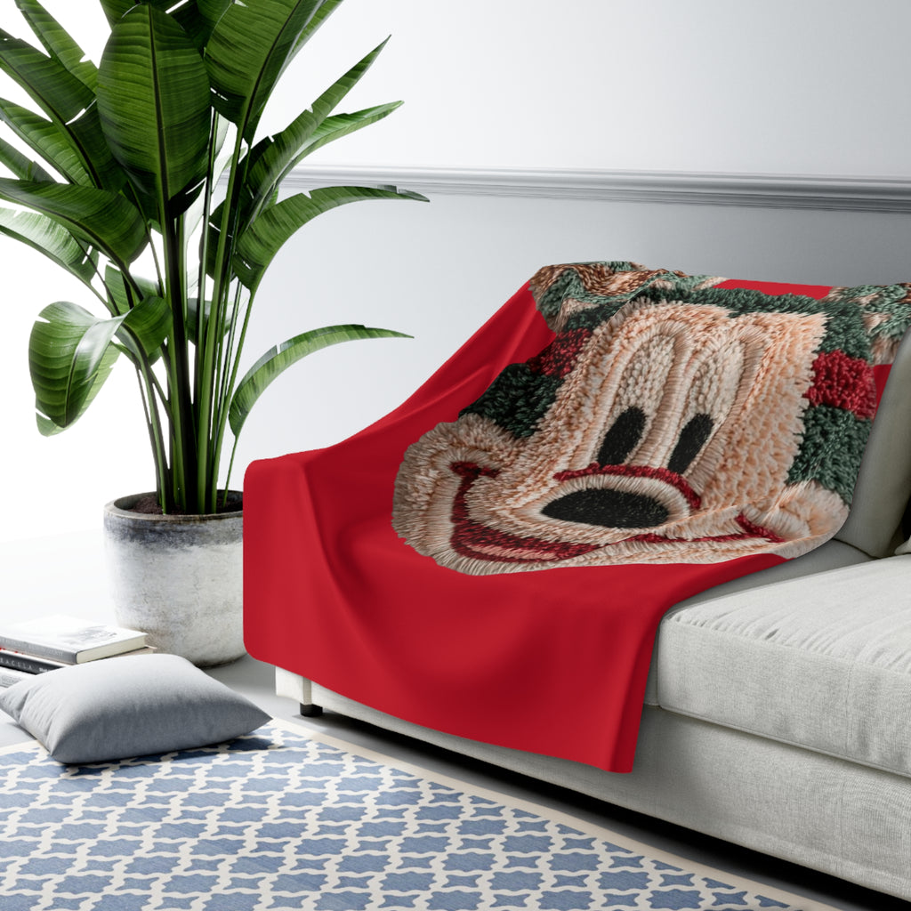 Magical Christmas Cartoon Blanket Holiday Sherpa Blanket  Festive Mickey Knit Plush Fleece
