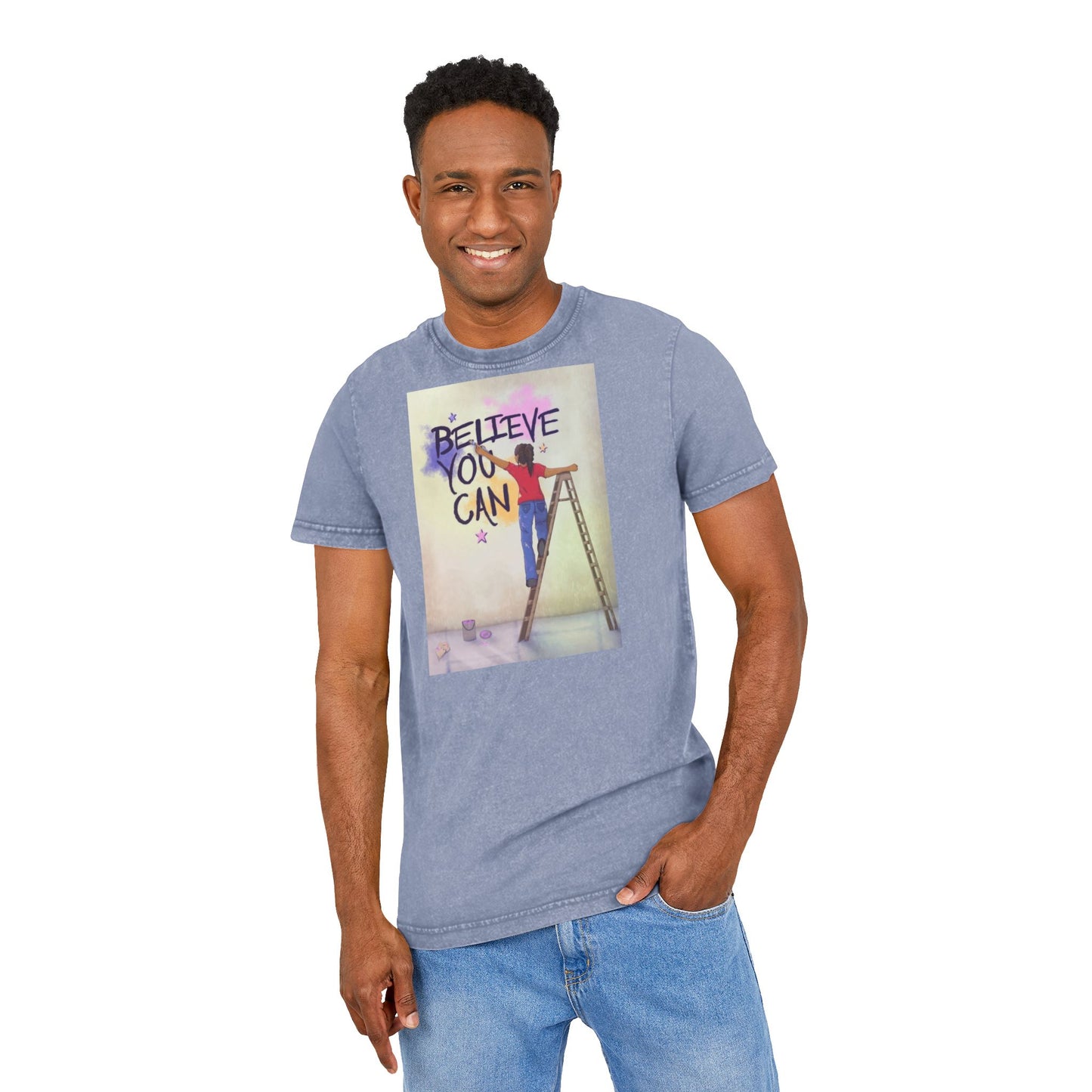 🧘‍♀️ Wear Your Peace. Believe You Can Acid Washed Tee - Motivational Shirt, Vintage Style T-Shirt, Casual Wear, Gift for Friends, Inspirational Apparel