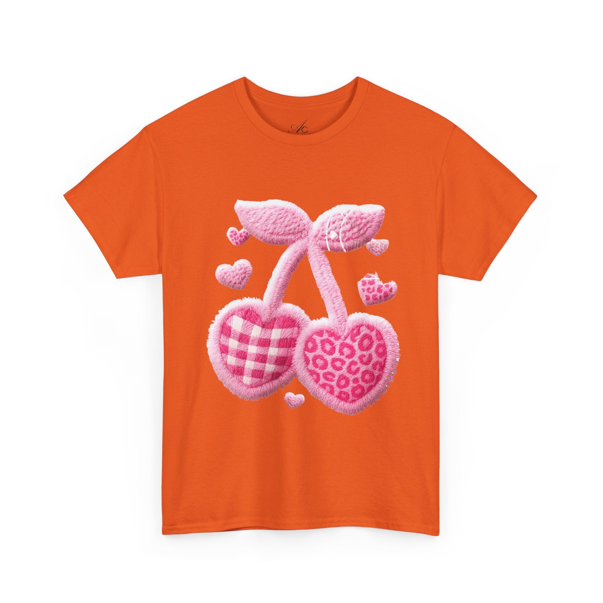 Pink Heart Cherries Tee  LOVE Graphic Valentine T-Shirt