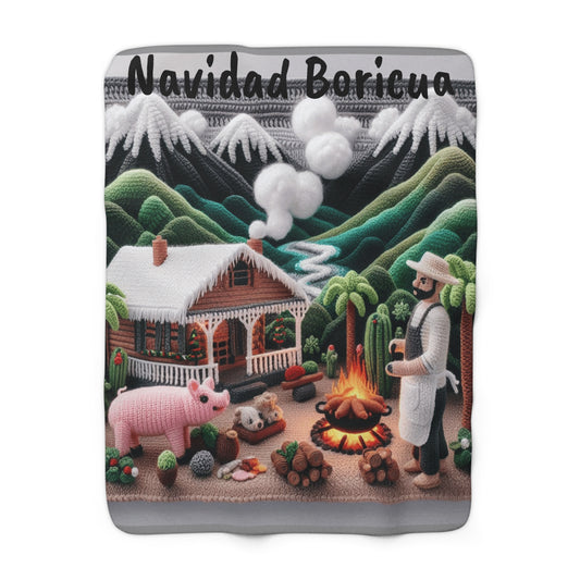 Sherpa Fleece Blanket - Puerto Rico Christmas Decor and Holiday Gift