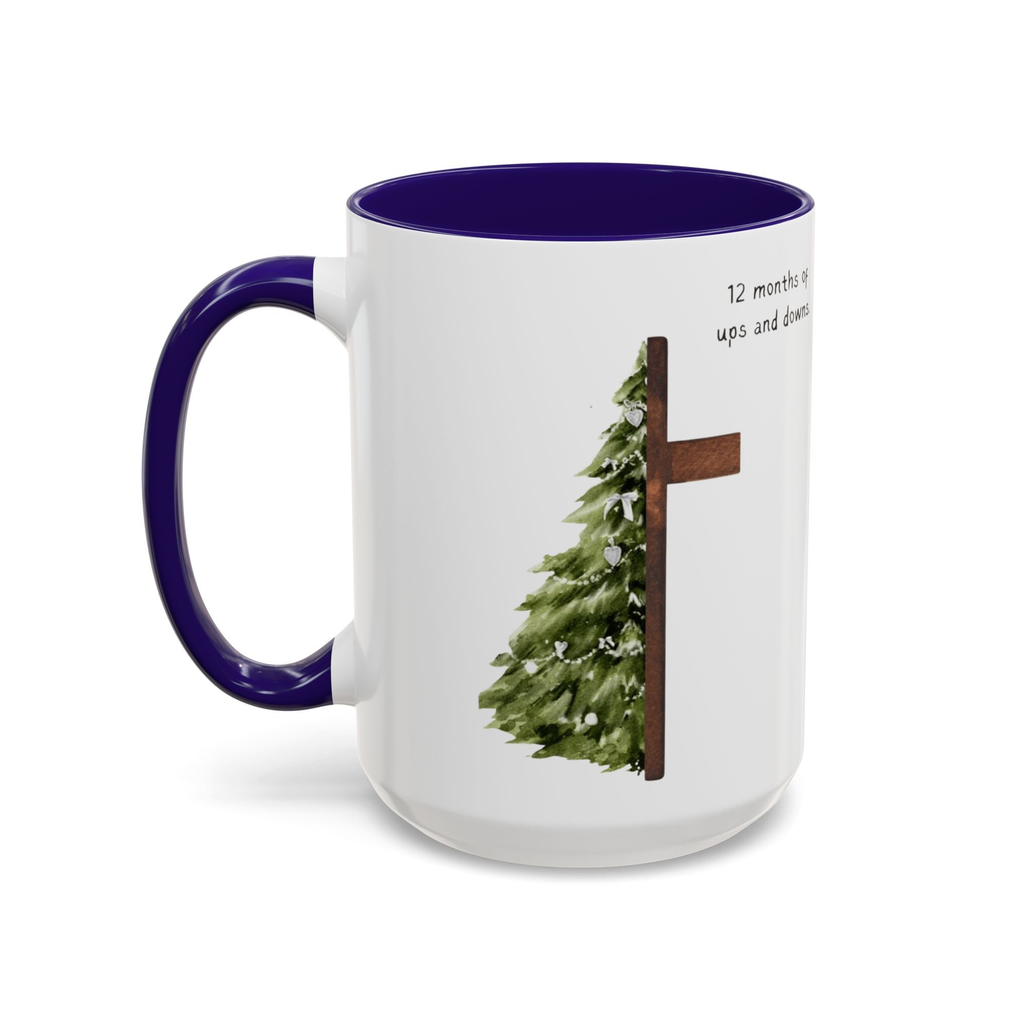 Christian Cross & Pine Tree Mug — Faith Reminder Coffee Cup (11oz/15oz)