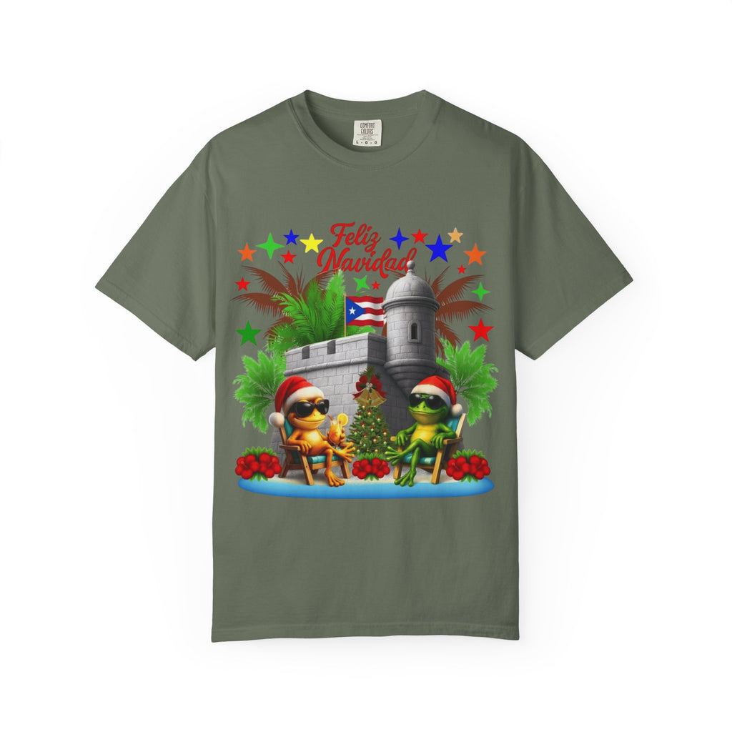 Feliz Navidad Puerto Rico T-Shirt  Castillo & Coquí Holiday Tee Puerto Rico Navidades
