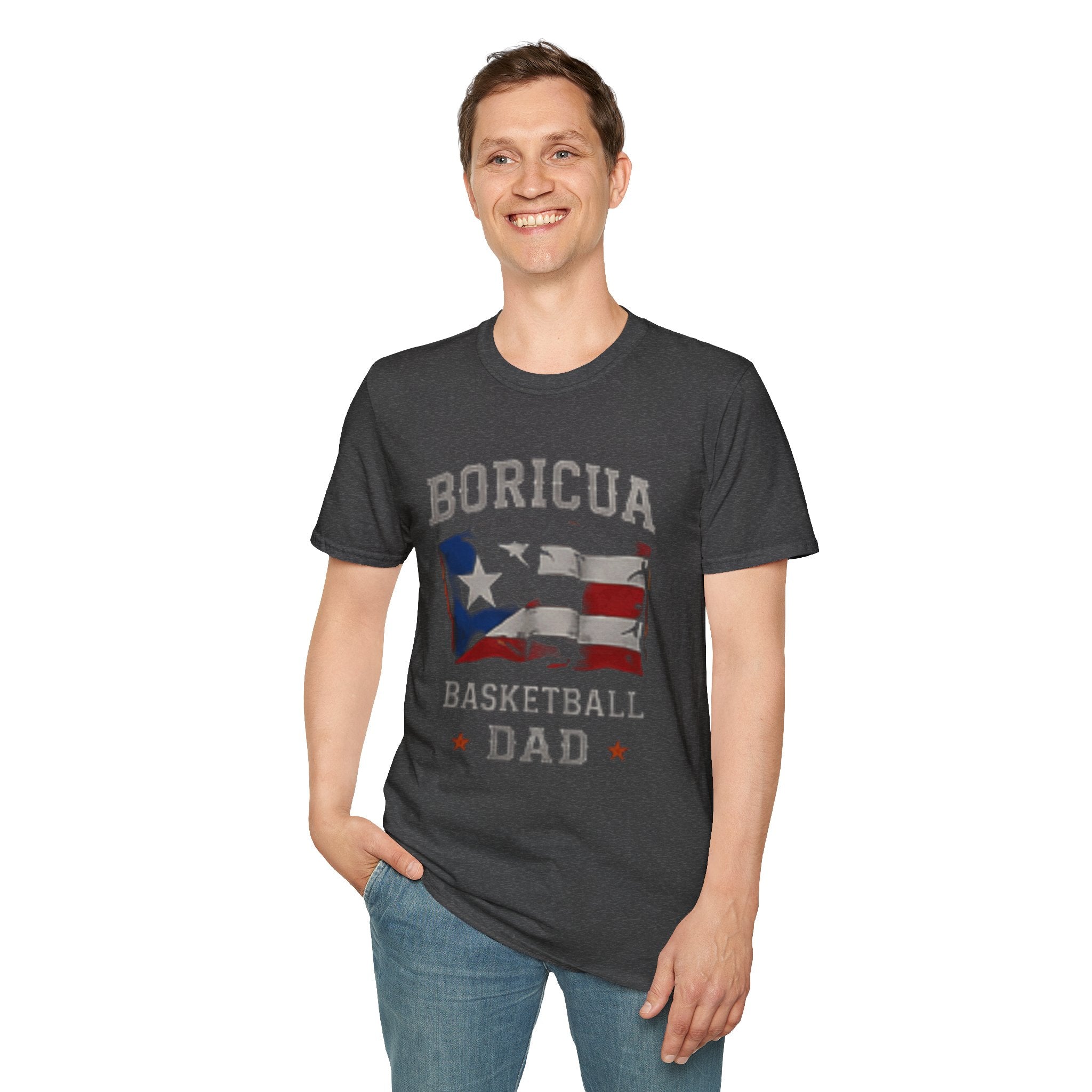 Boricua Basketball Dad T-Shirt — Puerto Rican Flag Pride Tee