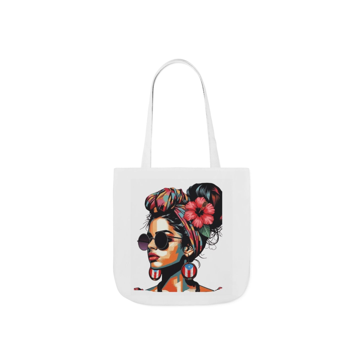 Carry Your Culture – Puerto Rican Pride in Every Step Chic Canvas Tote Bag - Stylish Floral Portrait, Trendy Beach Carryall, Mother's Day Gift, Everyday Shopper, Art Lovers Essential