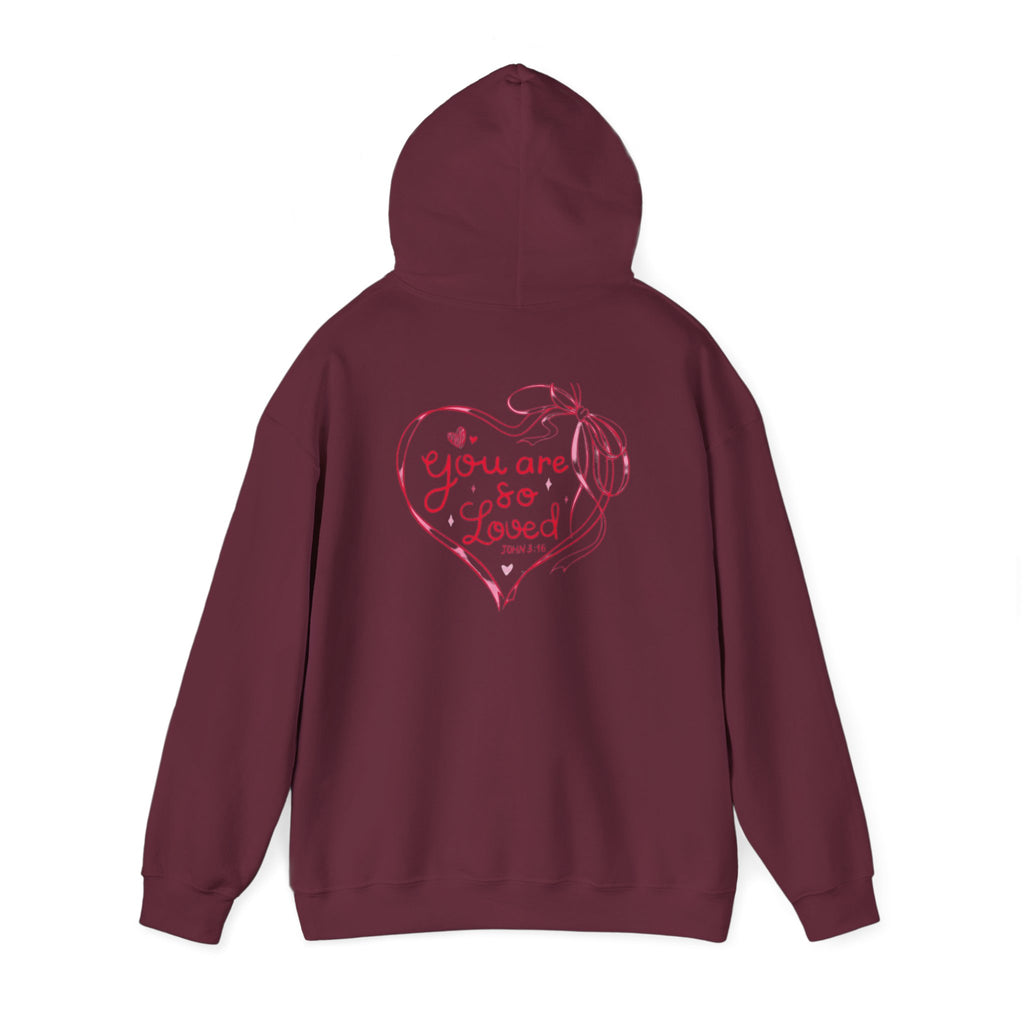 You Are So Loved Hoodie Heart Full” Heart Ribbon Comfort Sweatshirt