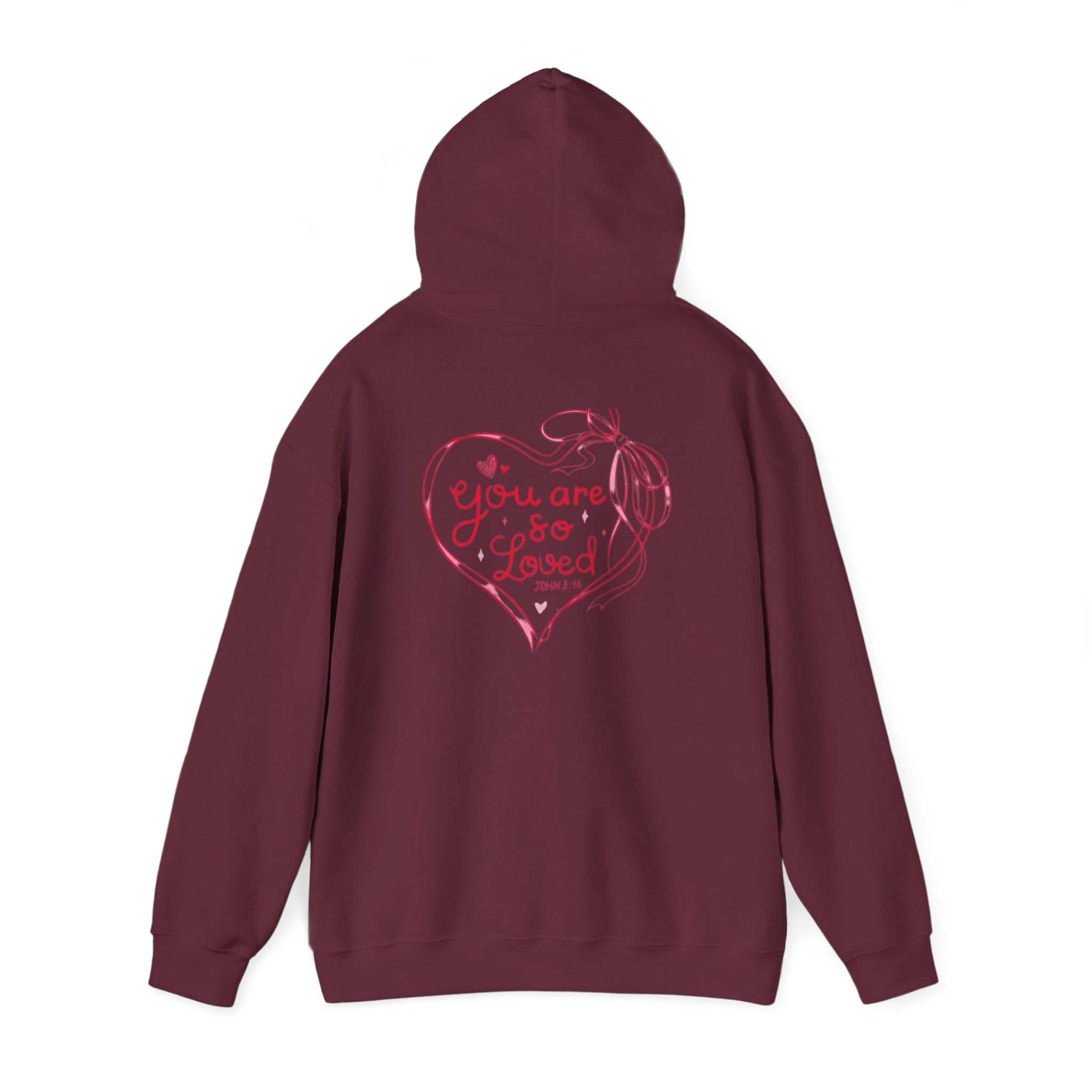 You Are So Loved Hoodie Heart Full” Heart Ribbon Comfort Sweatshirt