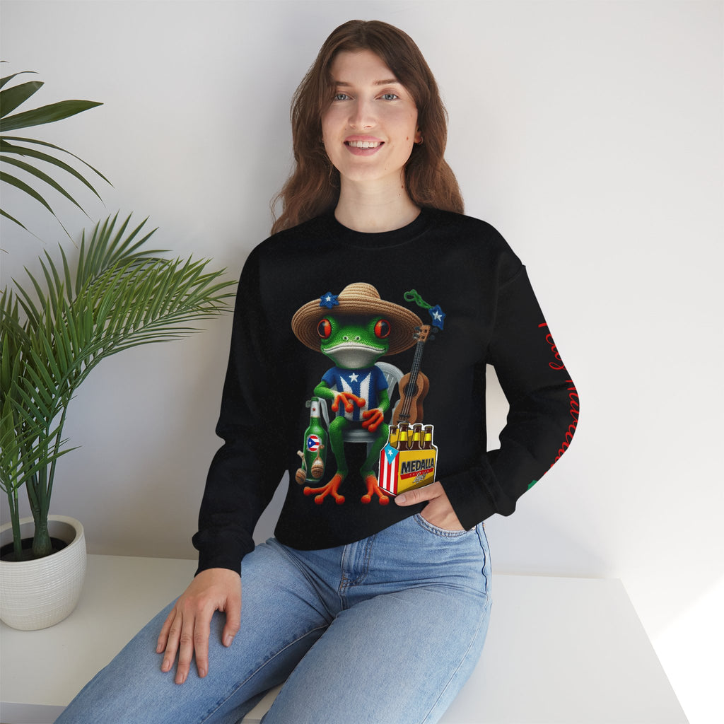 Frog Coqui Crewneck Sweatshirt – Coquito y Medalla Puerto Rican Vibes