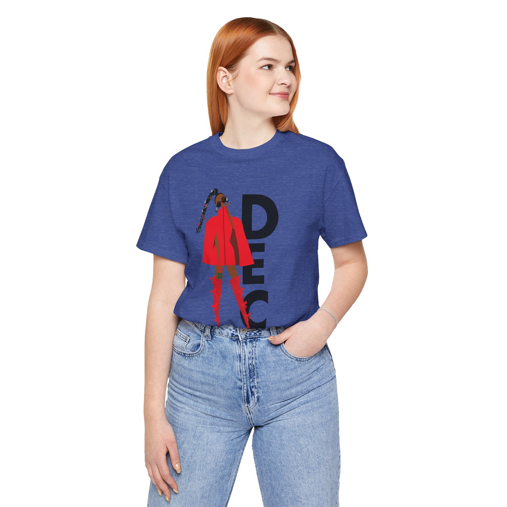 December Fashion Tee  Red Coat Model Graphic Shirt