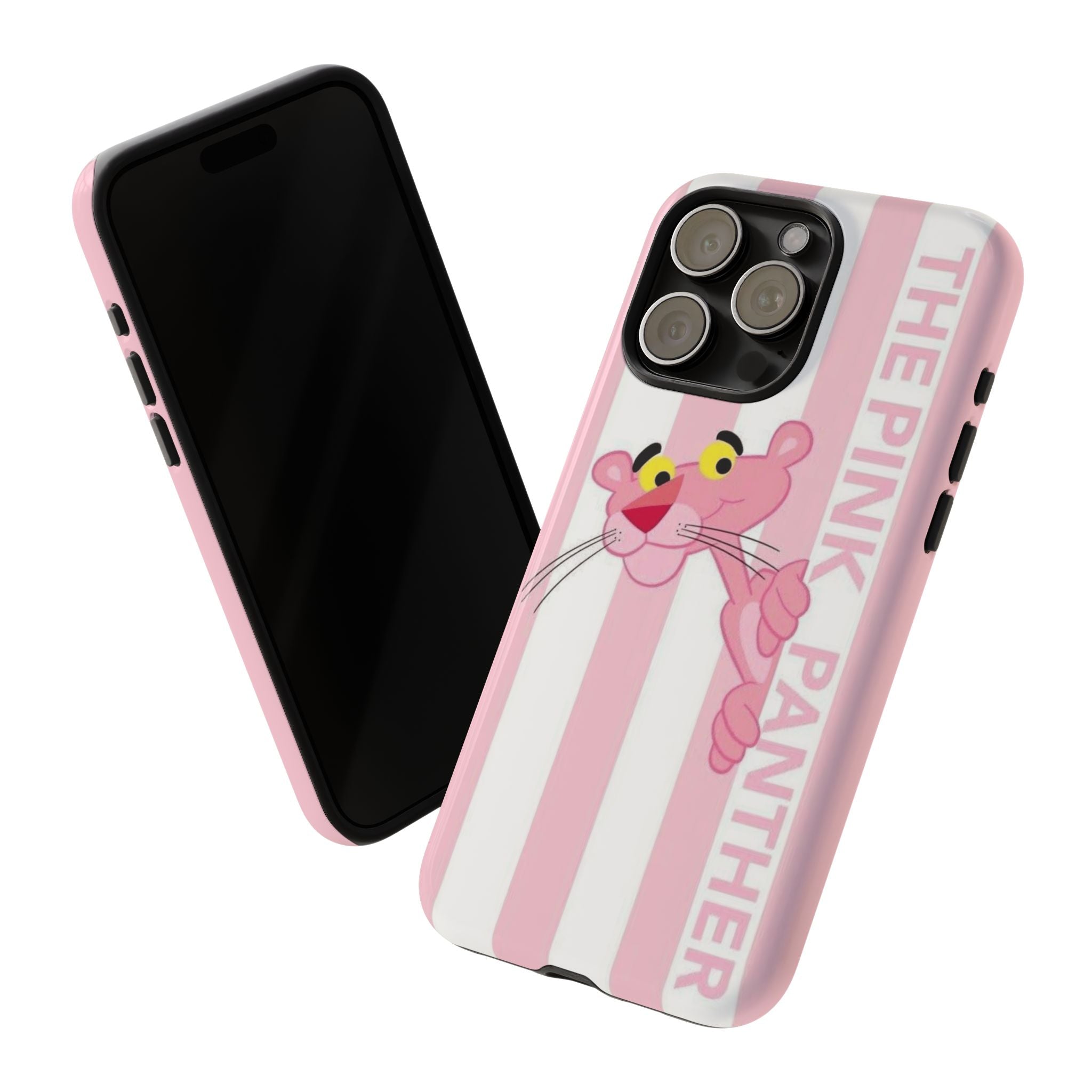 Pink Panther Tough Case Retro Striped Phone Case with "The Pink Panther" Design