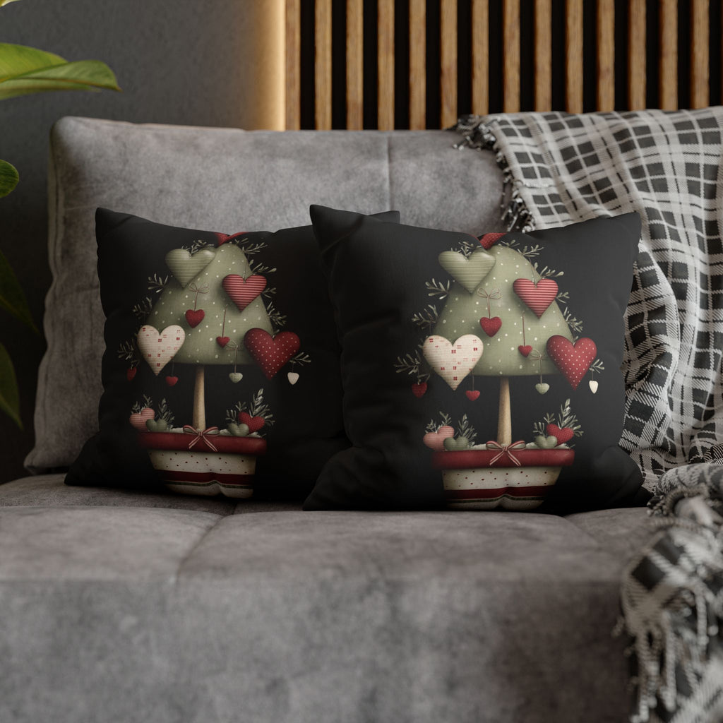 Valentine Heart Topiary Faux Suede Pillowcase CHRISTMAS PILLOW DÉCOR