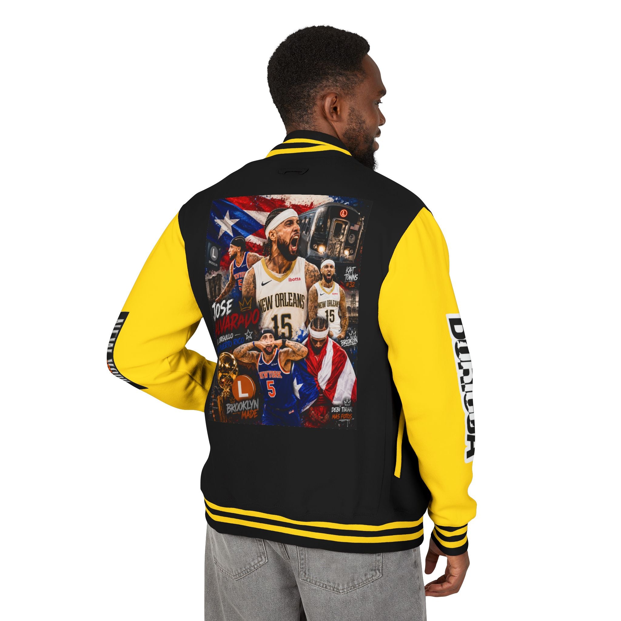 Basketball-Inspired Letterman Jacket — Men's Retro Varsity Sports Jacket Jose AlvarTribute Varsity Jacket