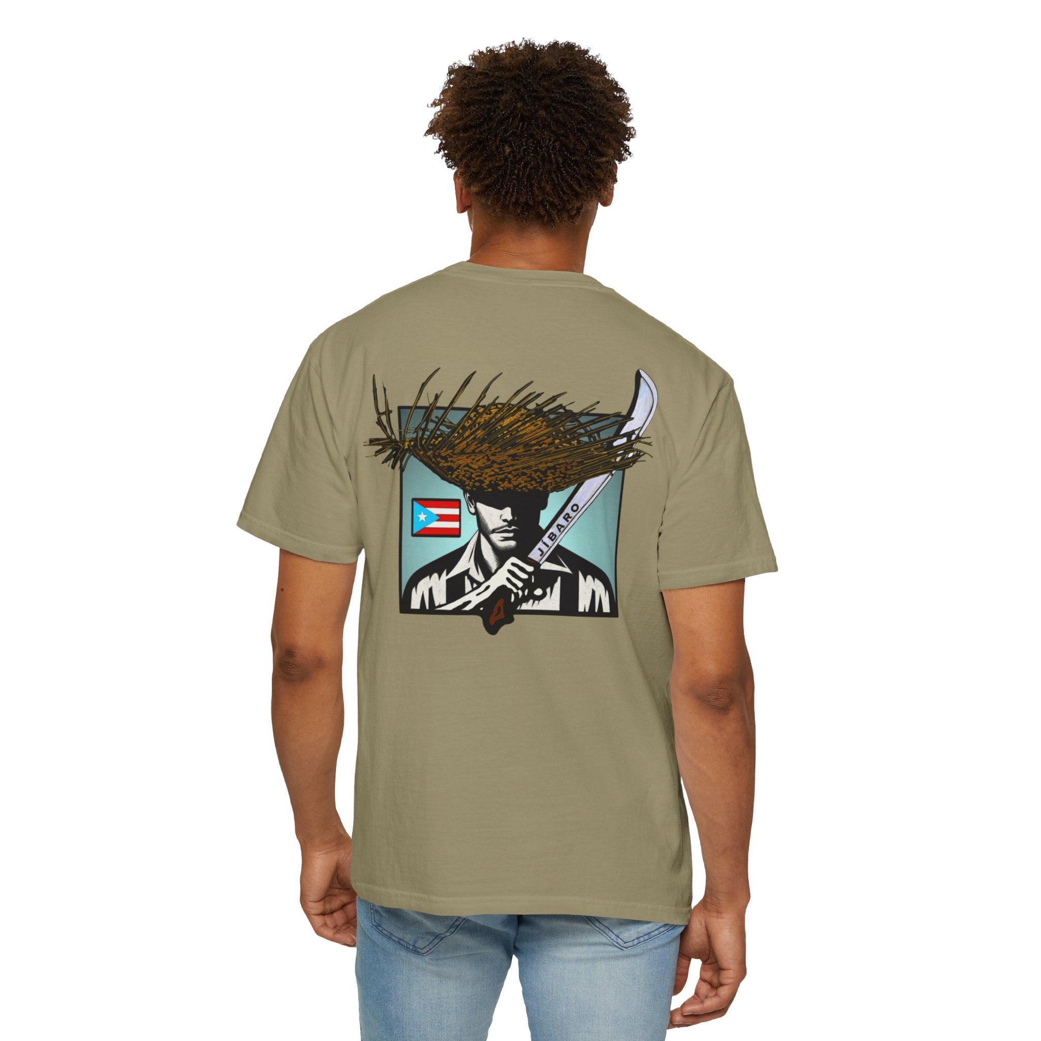 T-Shirt  "Jíbaro" Puerto Rican Heritage Tee (Back Machete  Sombrero de Paja Design) Puerto Rico’s Navidades