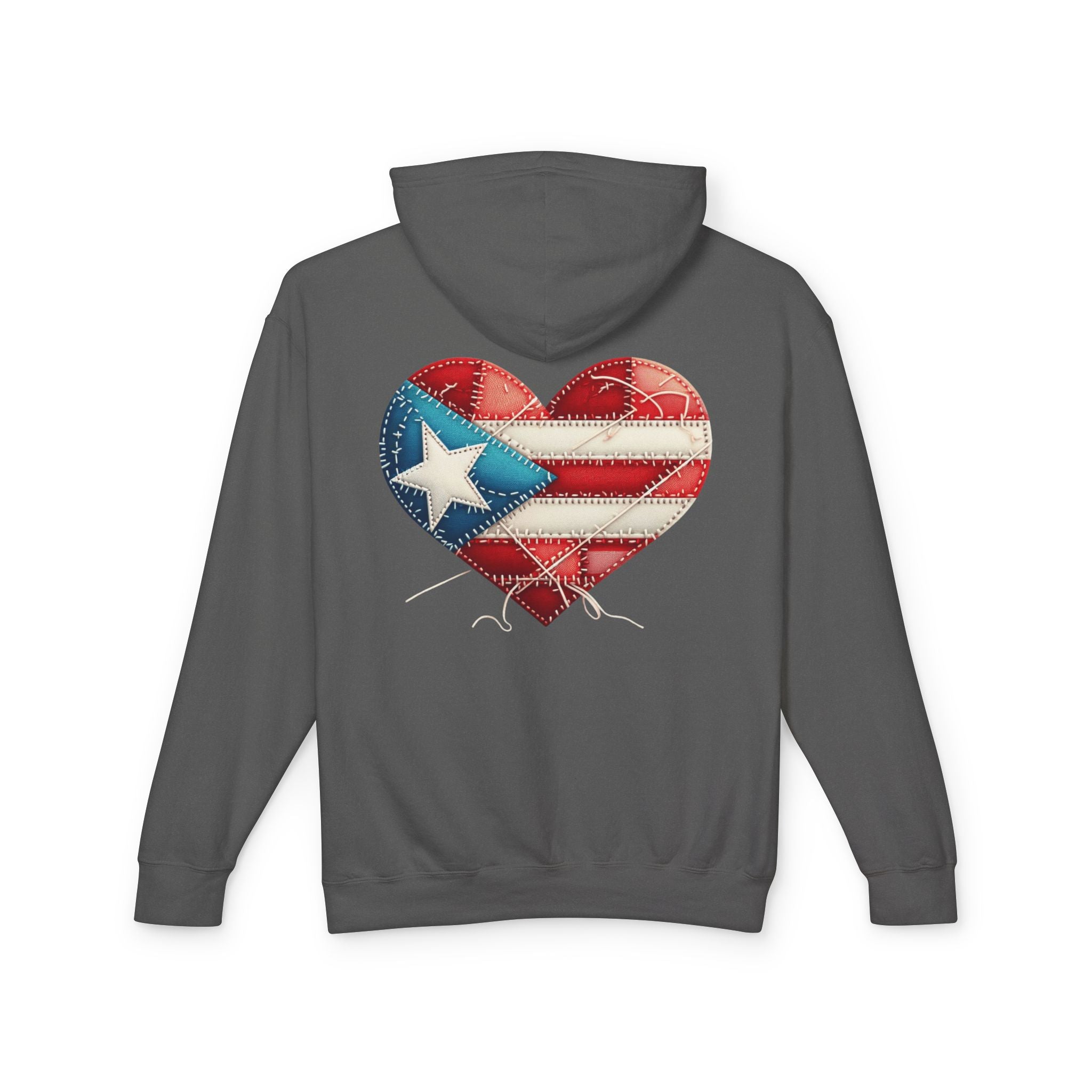 Jíbara Hoodie — Puerto Rican Heart Flag Lightweight Hooded Sweatshirt