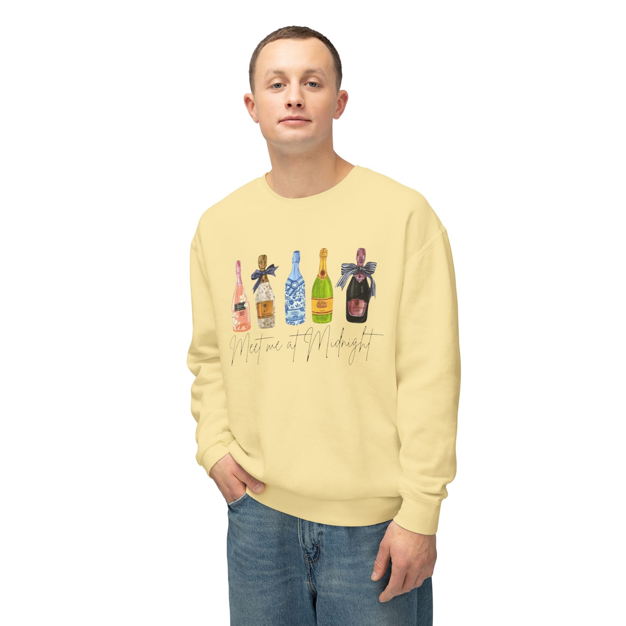 Champagne Bottles Crewneck Sweatshirt  Celebratory Bubbly Graphic