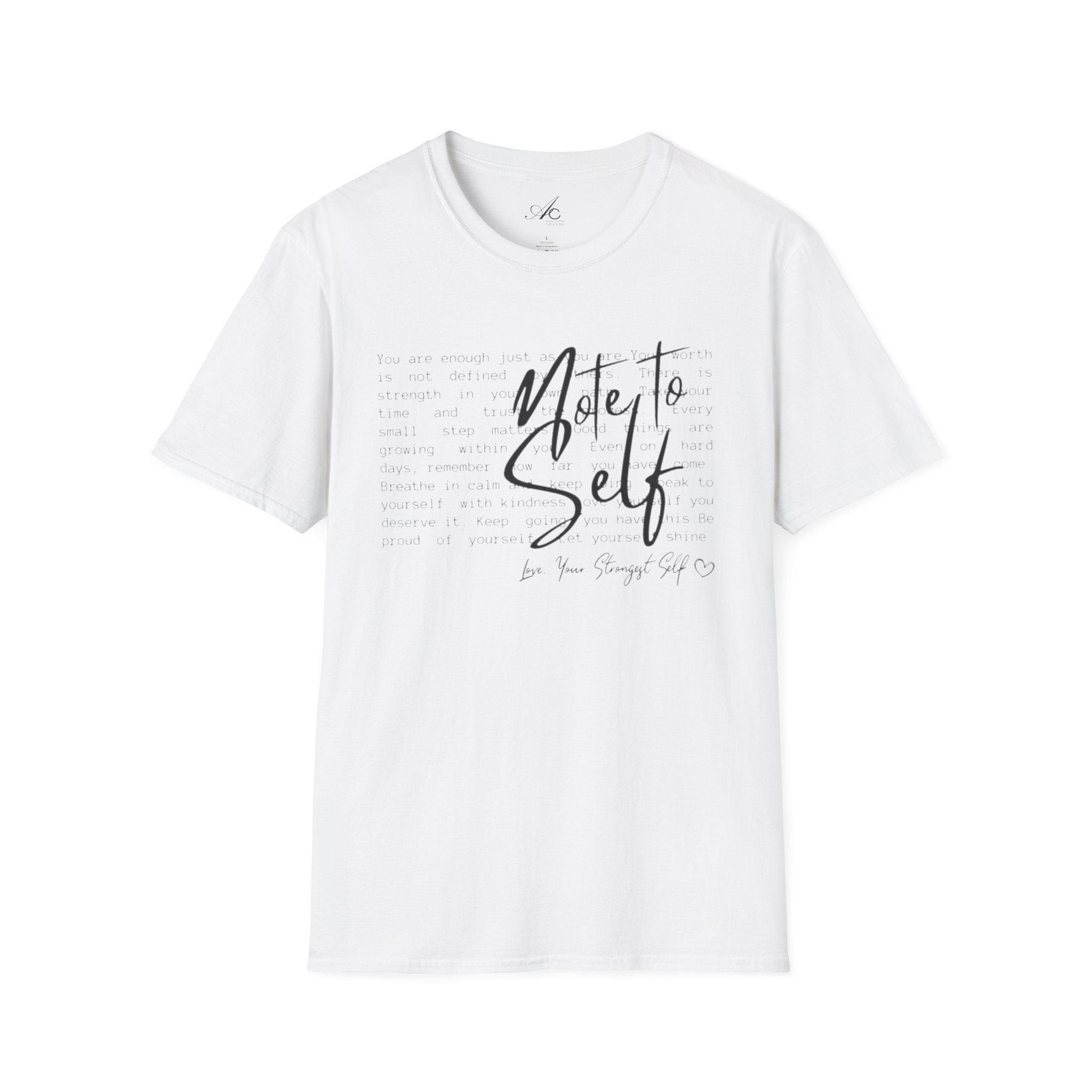 Note to Self T‑Shirt  Minimal Script Inspirational Tee