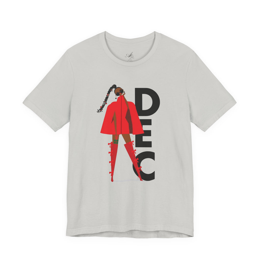 December Fashion Tee  Red Coat Model Graphic Shirt