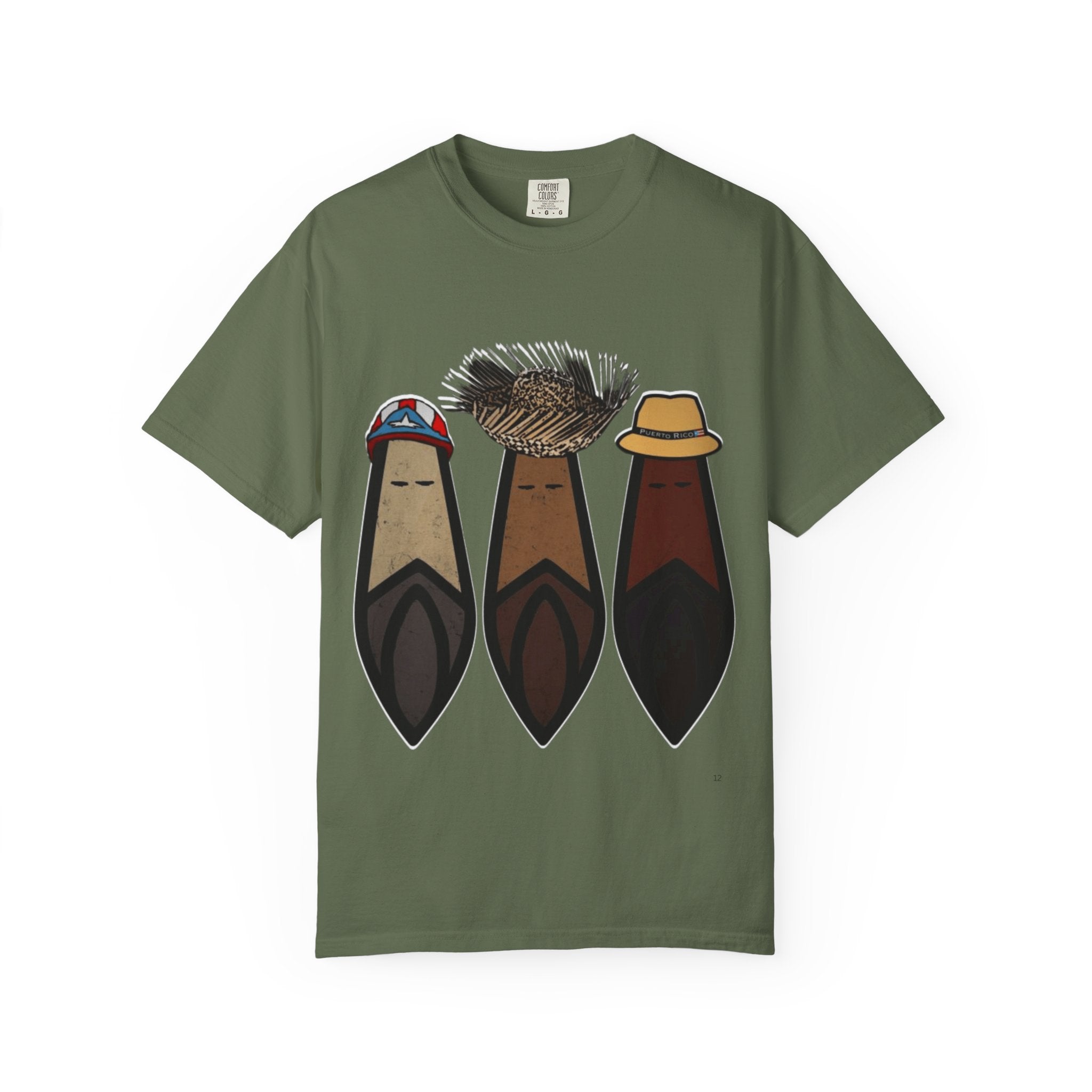 Puerto Rican Batey Cabin T-Shirt  Three Masks & Rustic House Graphic Tee Puerto Rico Navidades