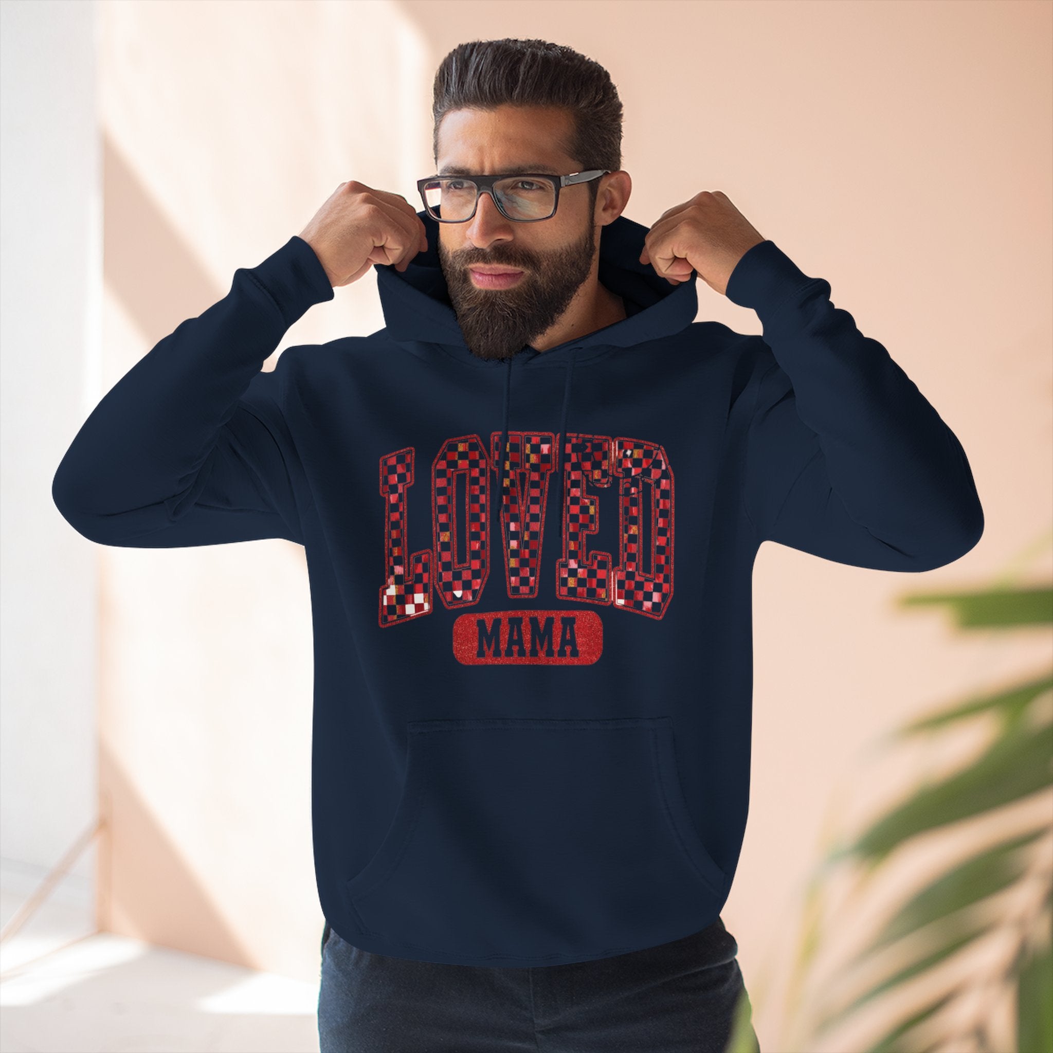 Hoodie  Loved Mama Checkerboard Graphic Hoodie