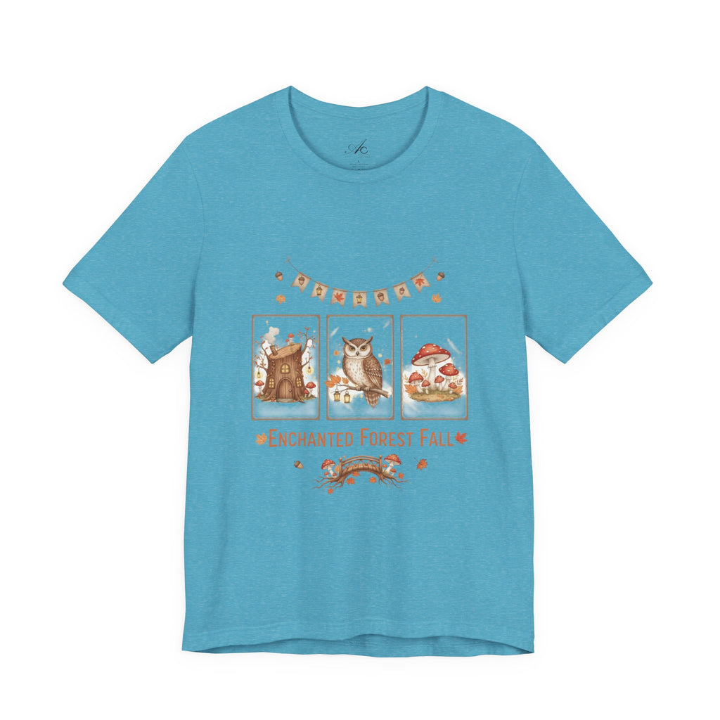 Enchanted Forest Fall Tee, Cute Owl Shirt, Autumn Graphic Tee, Nature Lover Gift, Cozy Fall Apparel, Wildlife T-Shirt, Unisex Fall Top
