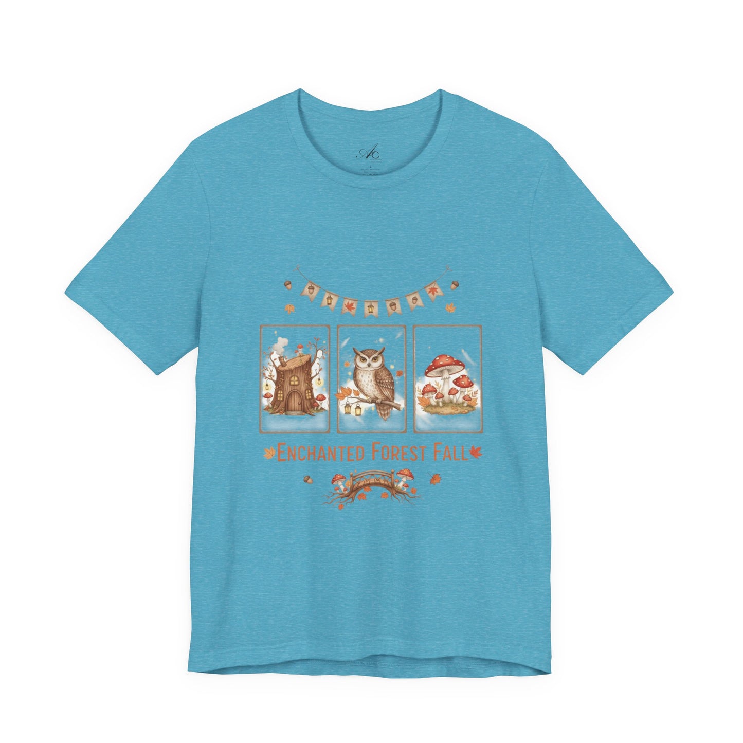 Enchanted Forest Fall Tee, Cute Owl Shirt, Autumn Graphic Tee, Nature Lover Gift, Cozy Fall Apparel, Wildlife T-Shirt, Unisex Fall Top