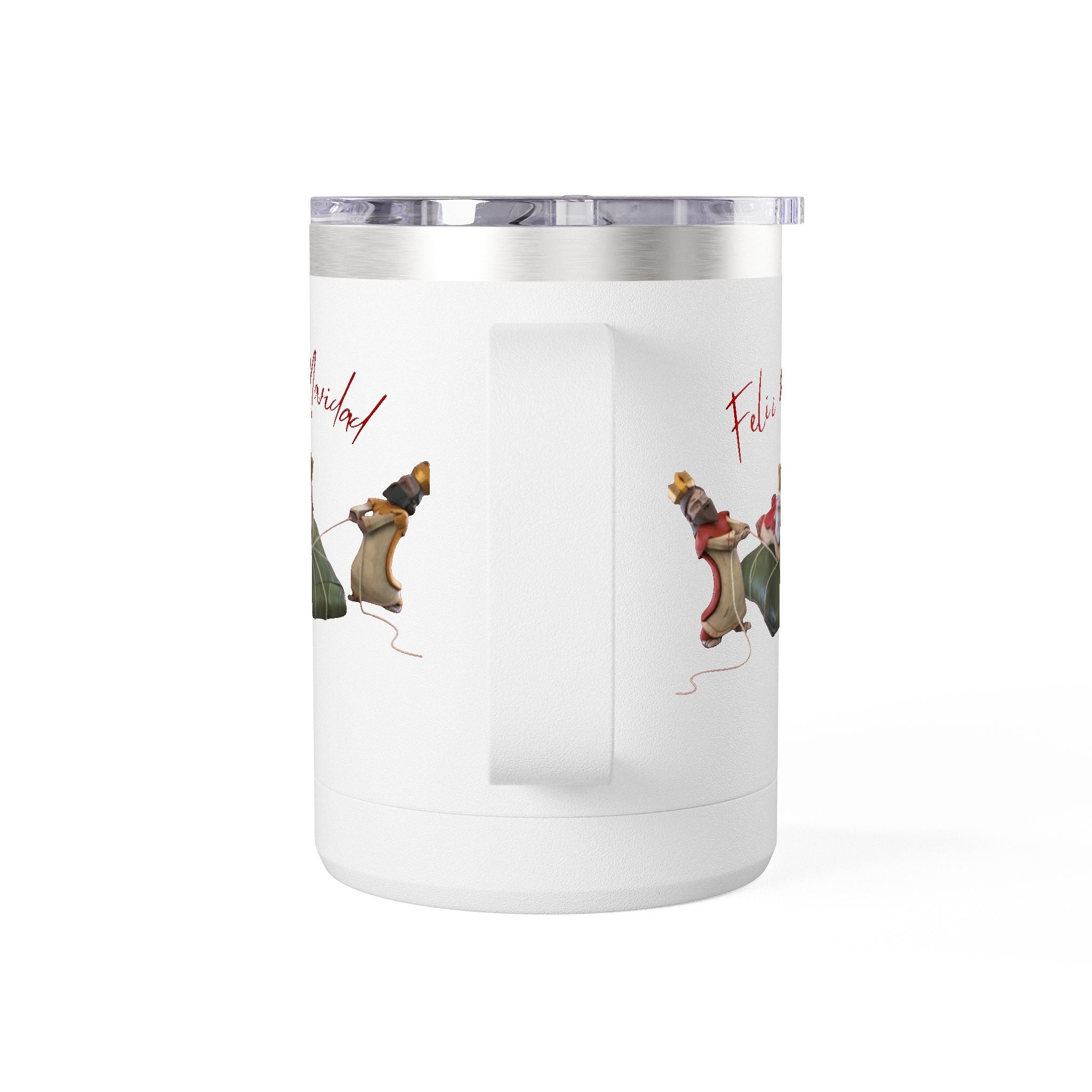 3 KINGS Holiday Travel Tumbler — 'Feliz Navidad' Dachshund Santa Design Coffee Cup for Fun Celebrations