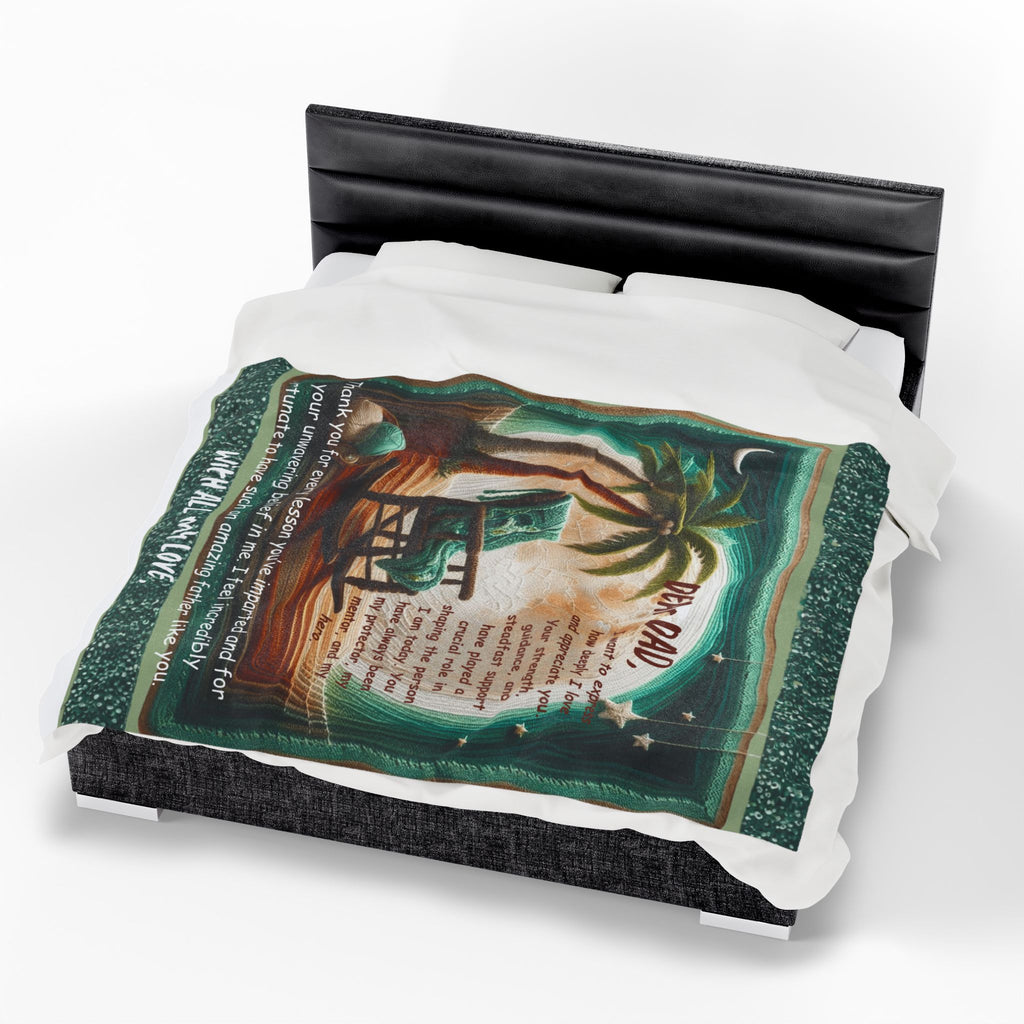 Dear Dad Velveteen Plush Blanket  Sentimental Father’s Day Gift with Rocking Chair Poem