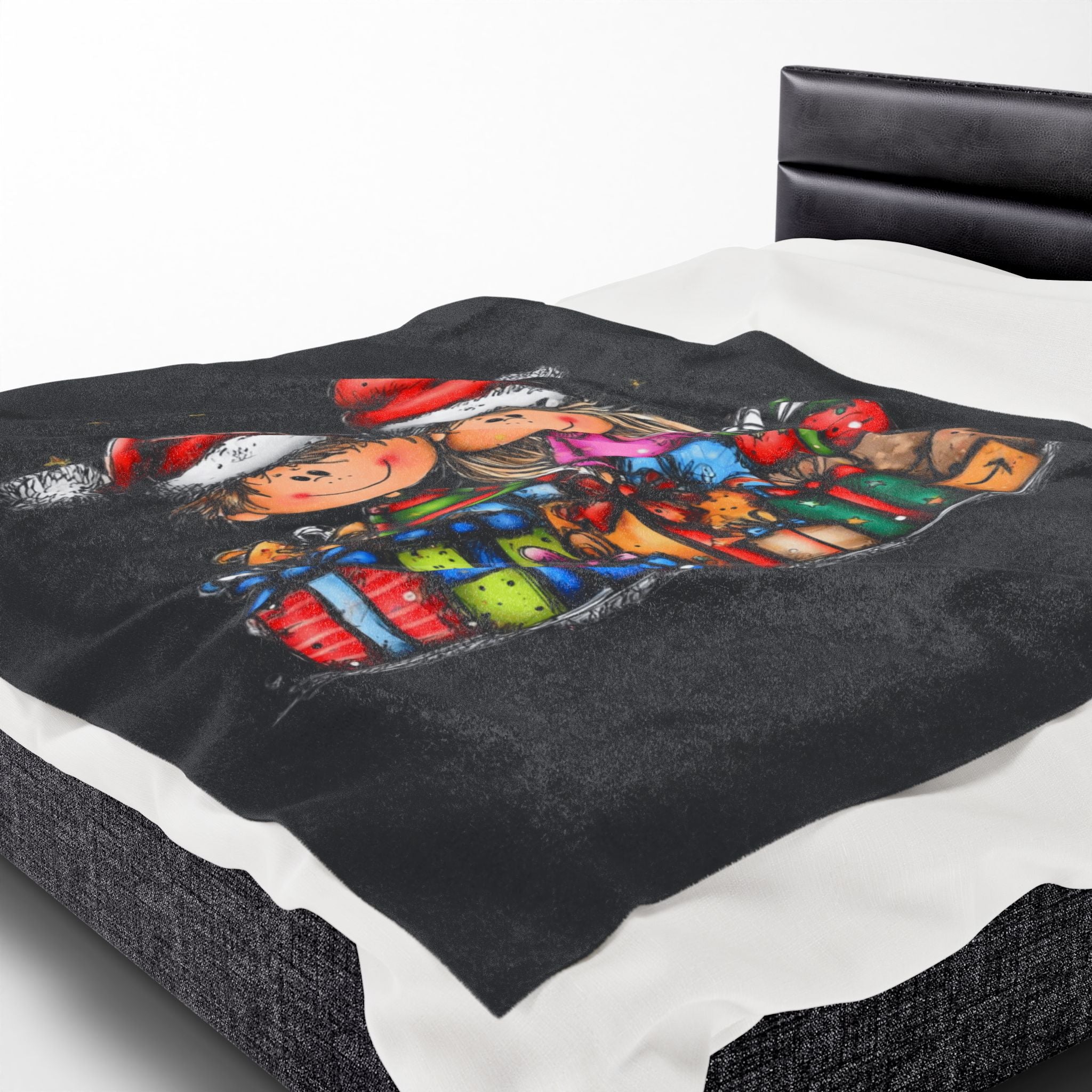 Christmas Kids & Gifts Velveteen Plush Blanket