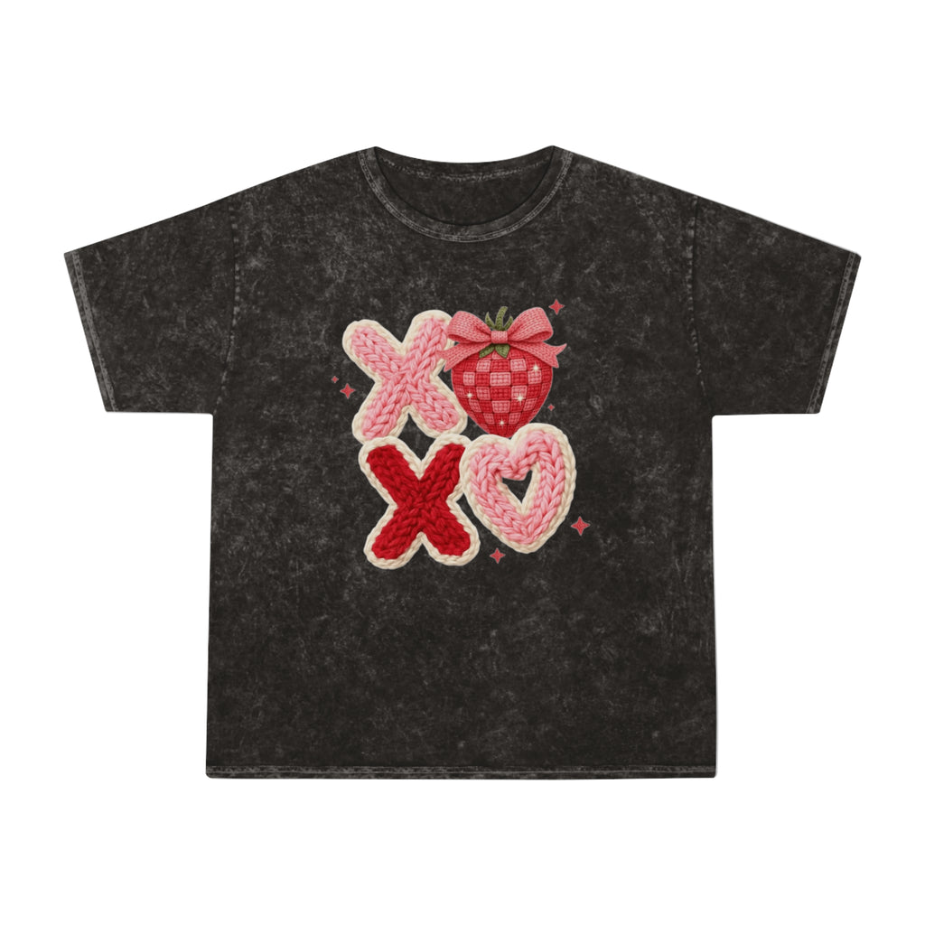 Valentine Strawberry XOXO Mineral Wash T-Shirt
