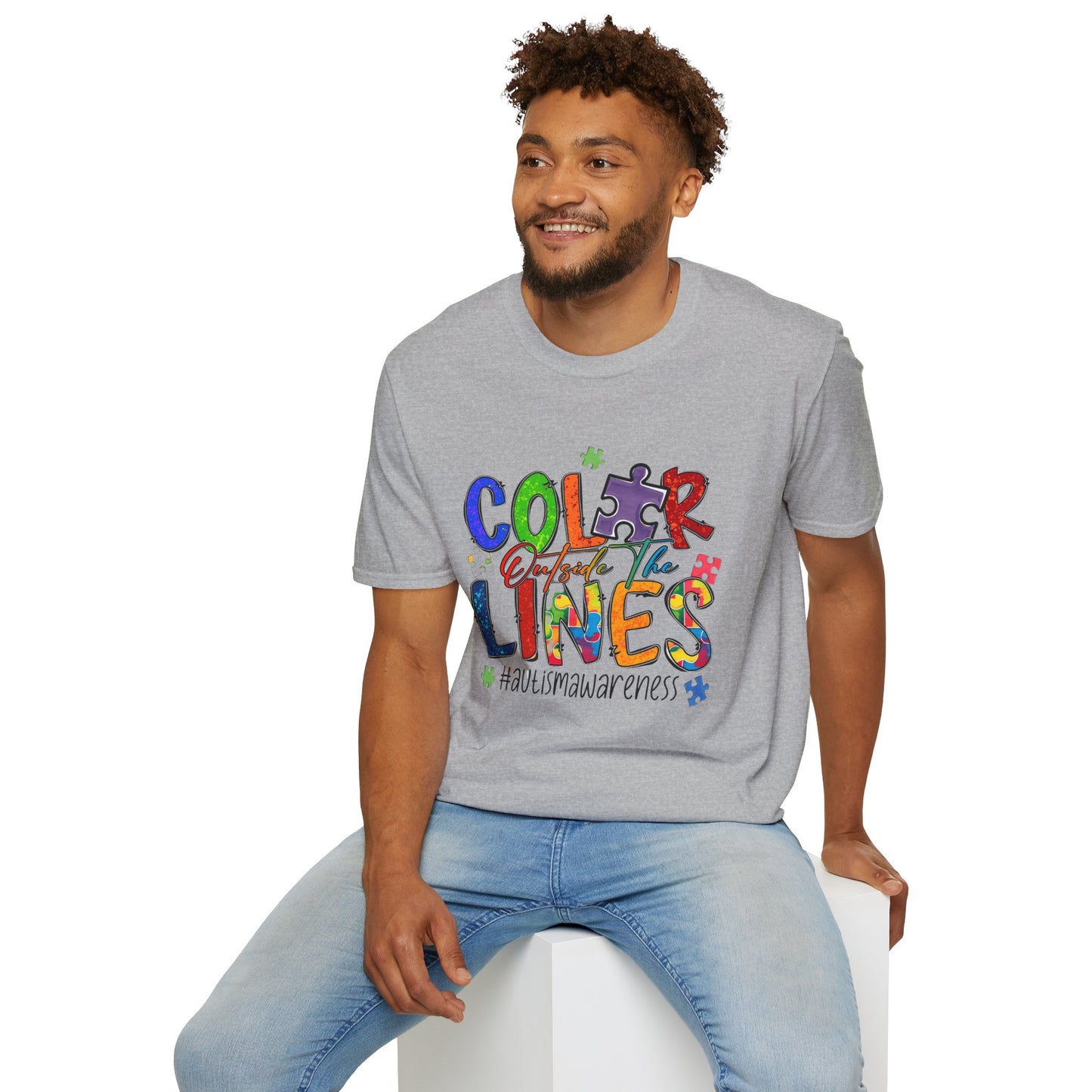 Color Outside the Lines Unisex T-Shirt for Autism Awareness