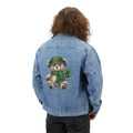 Denim Jacket with St. Patrick’s Teddy Bear Back Patch — Lucky Shamrock Graphic