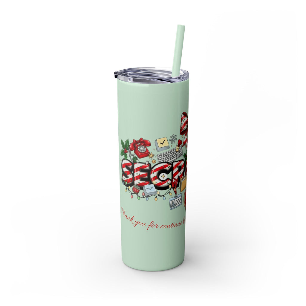 Christmas mug for the office team who keeps everything running smoothly. Candy Cane Christmas Office Secret Santa Design, 20oz with Straw