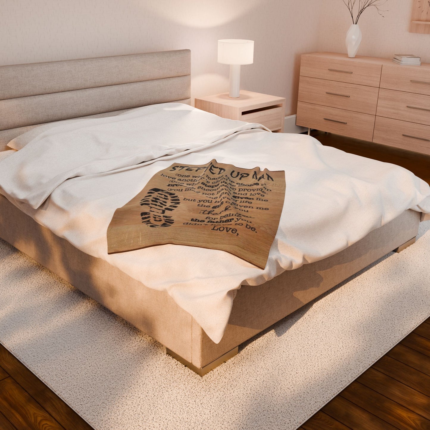Stepped Up Dad Velveteen Plush Blanket - Cozy Gift for Father's Day, Dad's Birthday, or Any Occasion, Meaningful Keepsake, Soft Throw