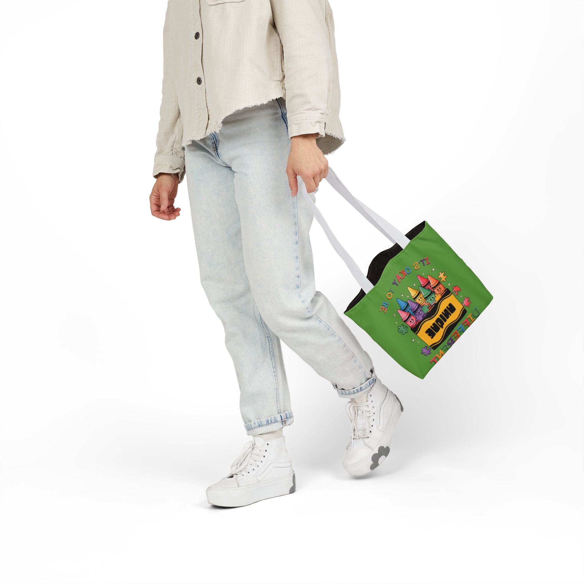 Autism Awareness & Pride Collection Unique Canvas Tote Bag with Colorful Castle Design