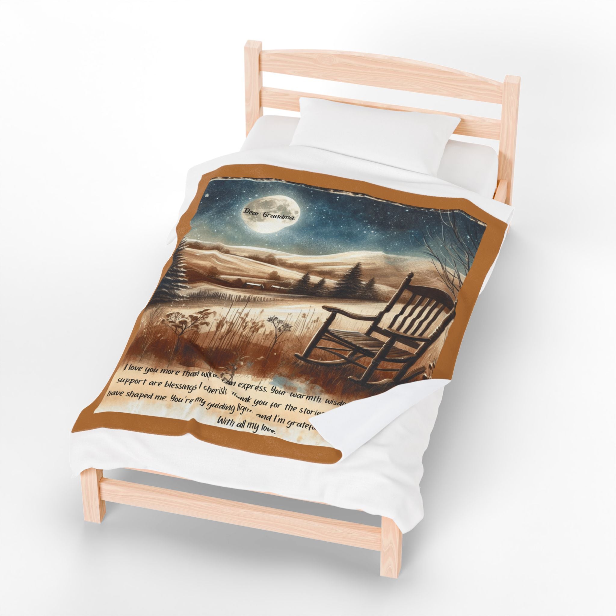 'Dear Grandma' Rocking Chair Winter Landscape Keepsake Blanket Blanket Gift for Grandma
