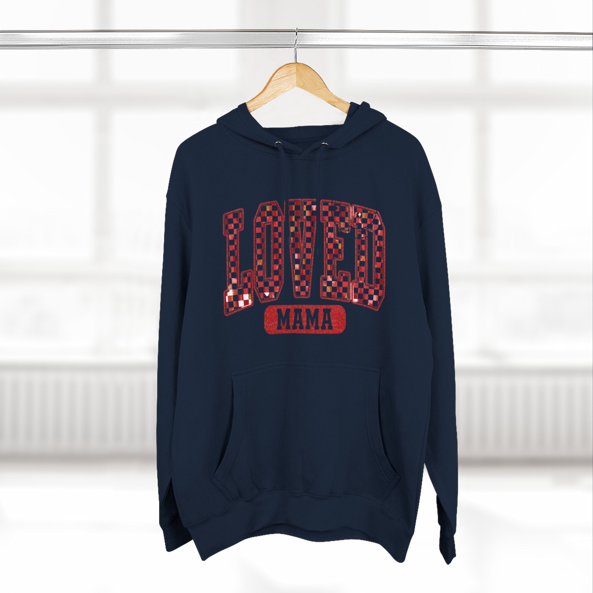 Hoodie  Loved Mama Checkerboard Graphic Hoodie