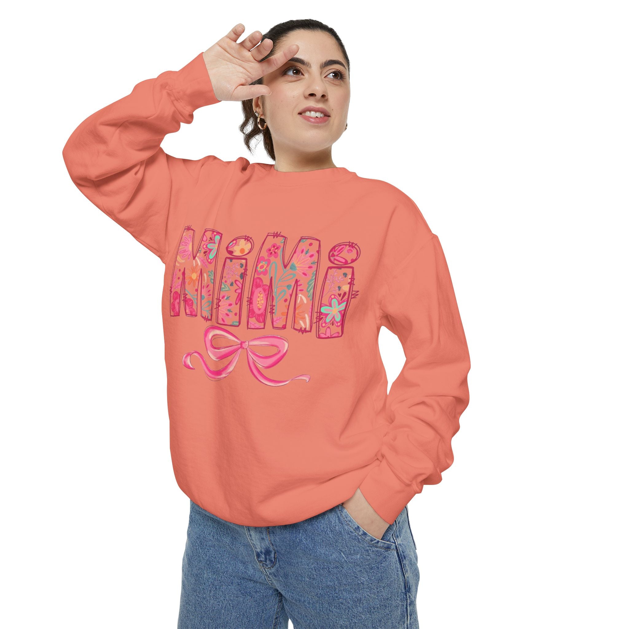 Mama Floral Sweatshirt  Pink Floral 'MAMA' Design with Bow