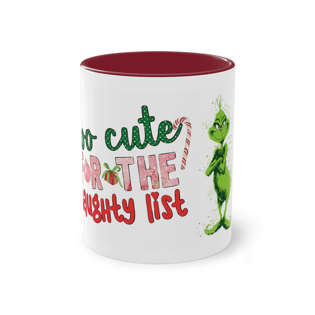 Cute Grinch Two-Tone Coffee Mug - Perfect for Holiday Cheer! Christmas Mugs Collection