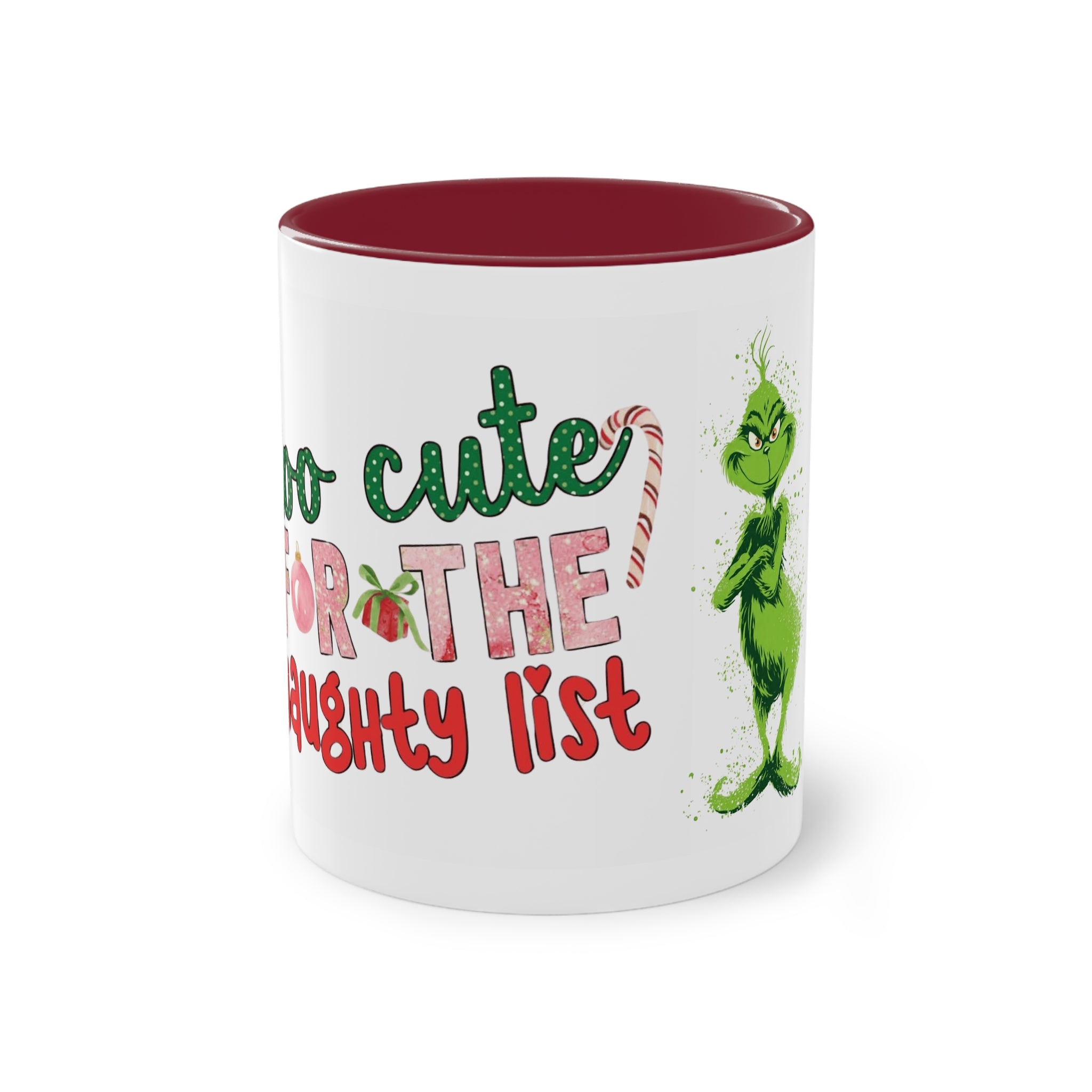 Cute Grinch Two-Tone Coffee Mug - Perfect for Holiday Cheer! Christmas Mugs Collection