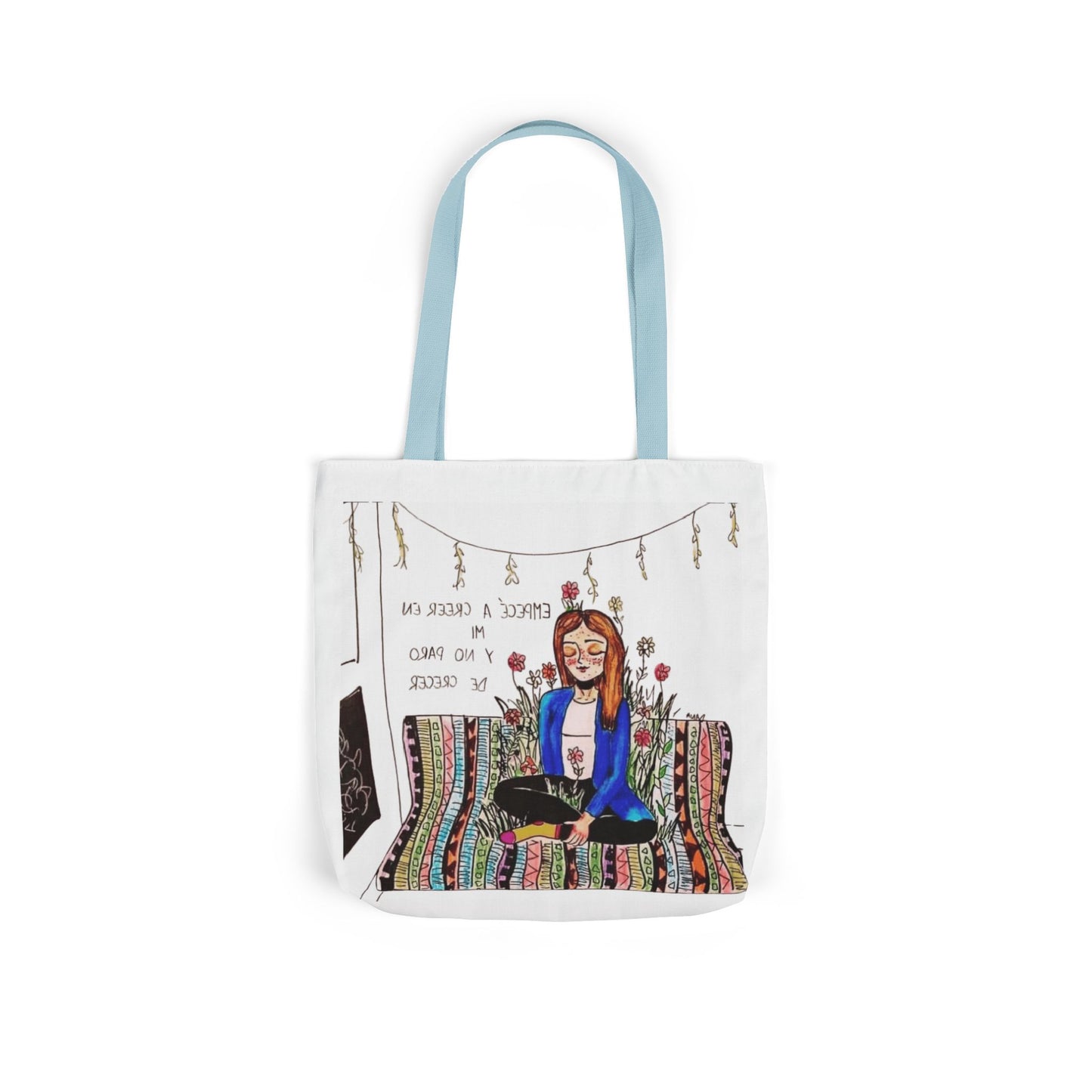Lleva inspiración contigo a donde vayas Bohemian Style Canvas Tote Bag, Inspirational Art, Ideal for Gifts, Eco-Friendly Shopping, Beach Days, Travel Adventures
