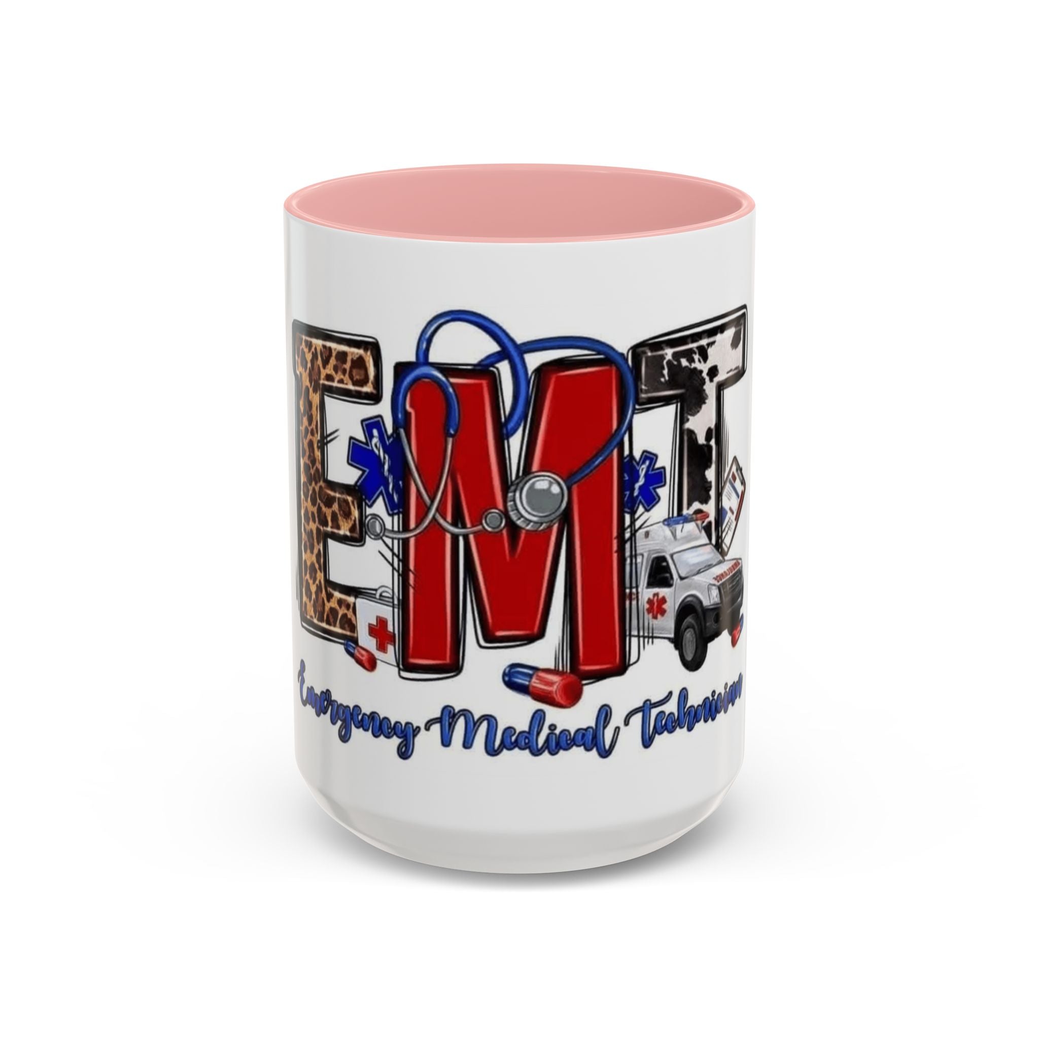 EMT Coffee Mug — Emergency Medical Technician Ambulance Stethoscope Design (11/15oz) Medical Christmas Mug