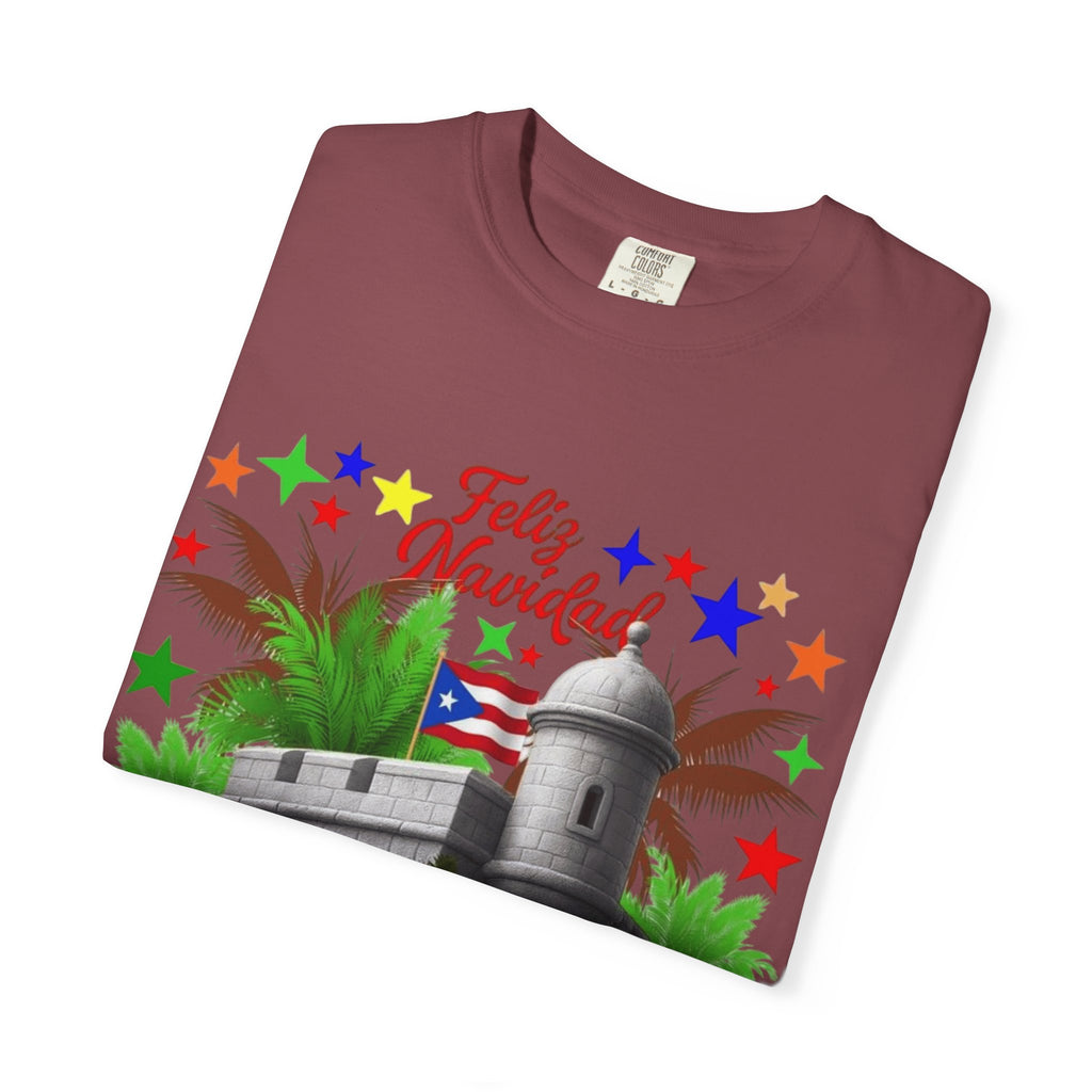 Feliz Navidad Puerto Rico T-Shirt  Castillo & Coquí Holiday Tee Puerto Rico Navidades