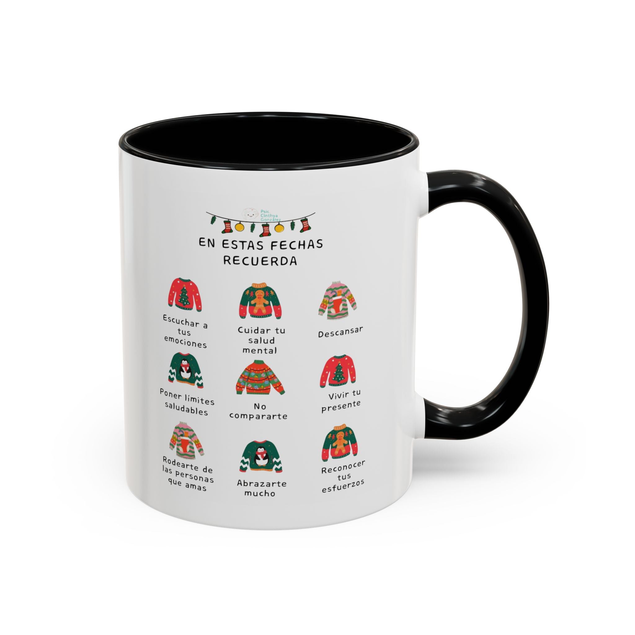 Coffee Mug — 'En Estas Fechas Recuerda' Holiday Sweater Reminder Accent Mug (11/15oz)