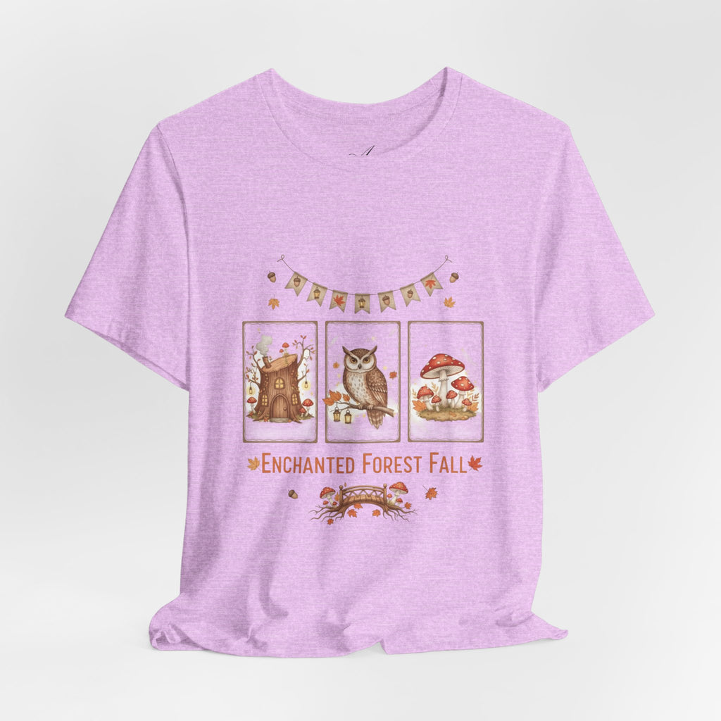 Enchanted Forest Fall Tee, Cute Owl Shirt, Autumn Graphic Tee, Nature Lover Gift, Cozy Fall Apparel, Wildlife T-Shirt, Unisex Fall Top