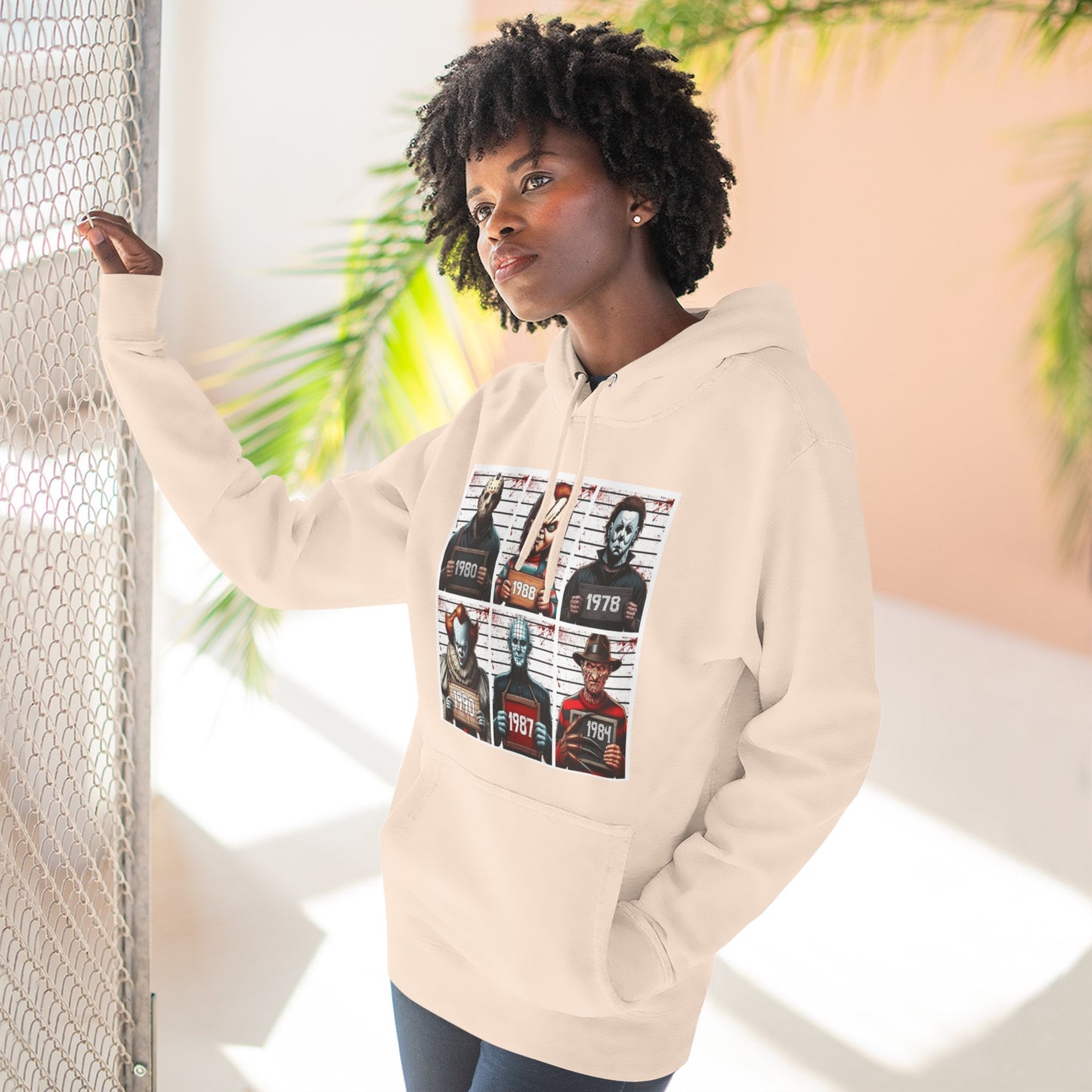 Spooky Vibes Only Halloween Sweater Retro Horror Movie Three-Panel Fleece Hoodie, Halloween Gift, Cozy Sweatshirt, Movie Lover Apparel, Vintage Movie Merchandise