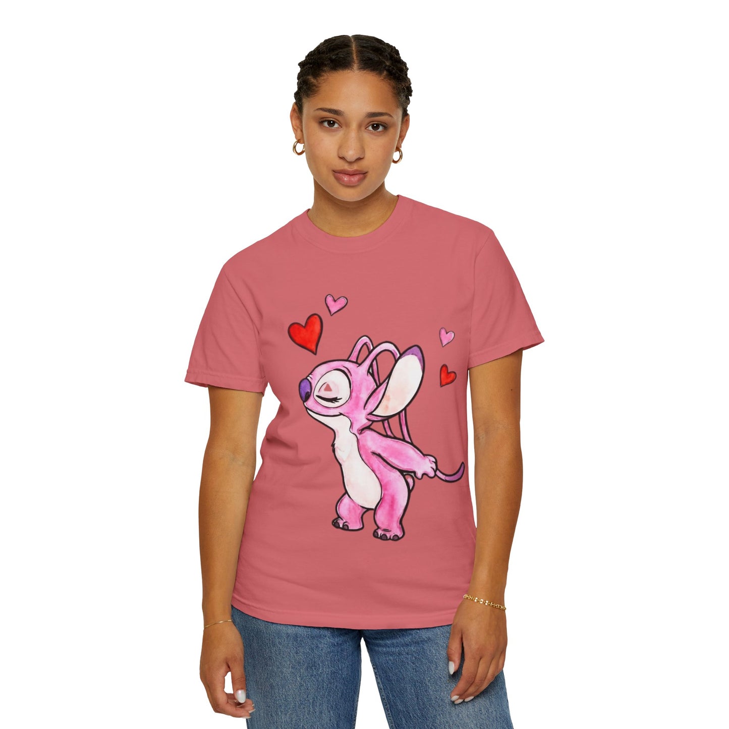 T-Shirt — Cute Pink Cartoon Creature with Hearts | Valentine’s Gift Tee